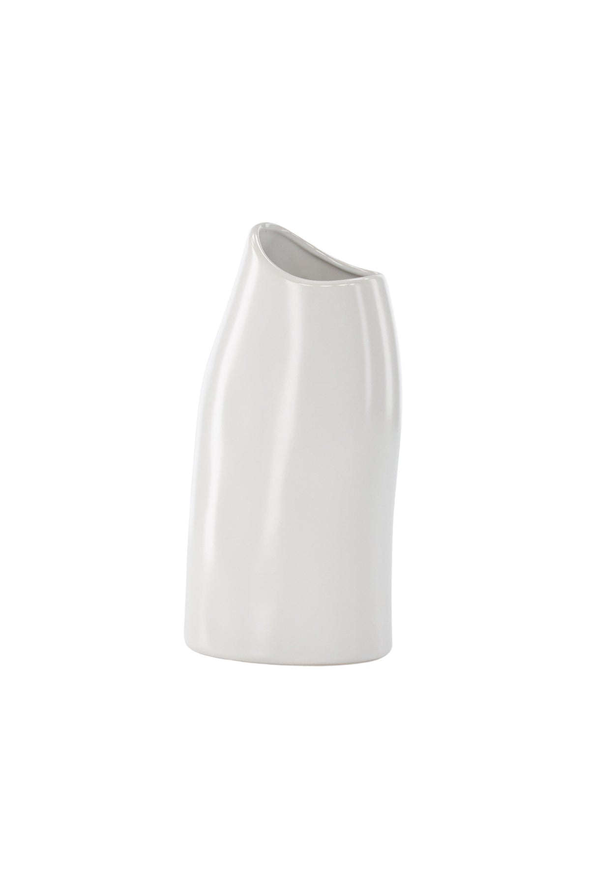 Beige Steinzeug-Vase Ernst mit schwarzen Punkten und glasierter Oberfläche, schlanke Form, Höhe 23 cm.