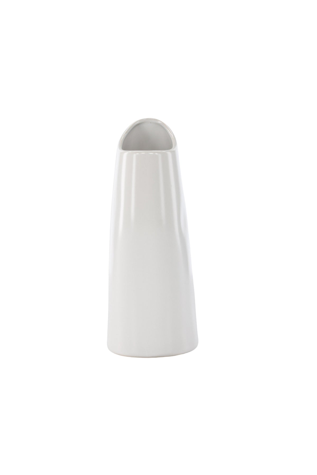 Beige Steinzeug-Vase Ernst mit schwarzen Punkten und glasierter Oberfläche, schlanke Form, Höhe 23 cm.