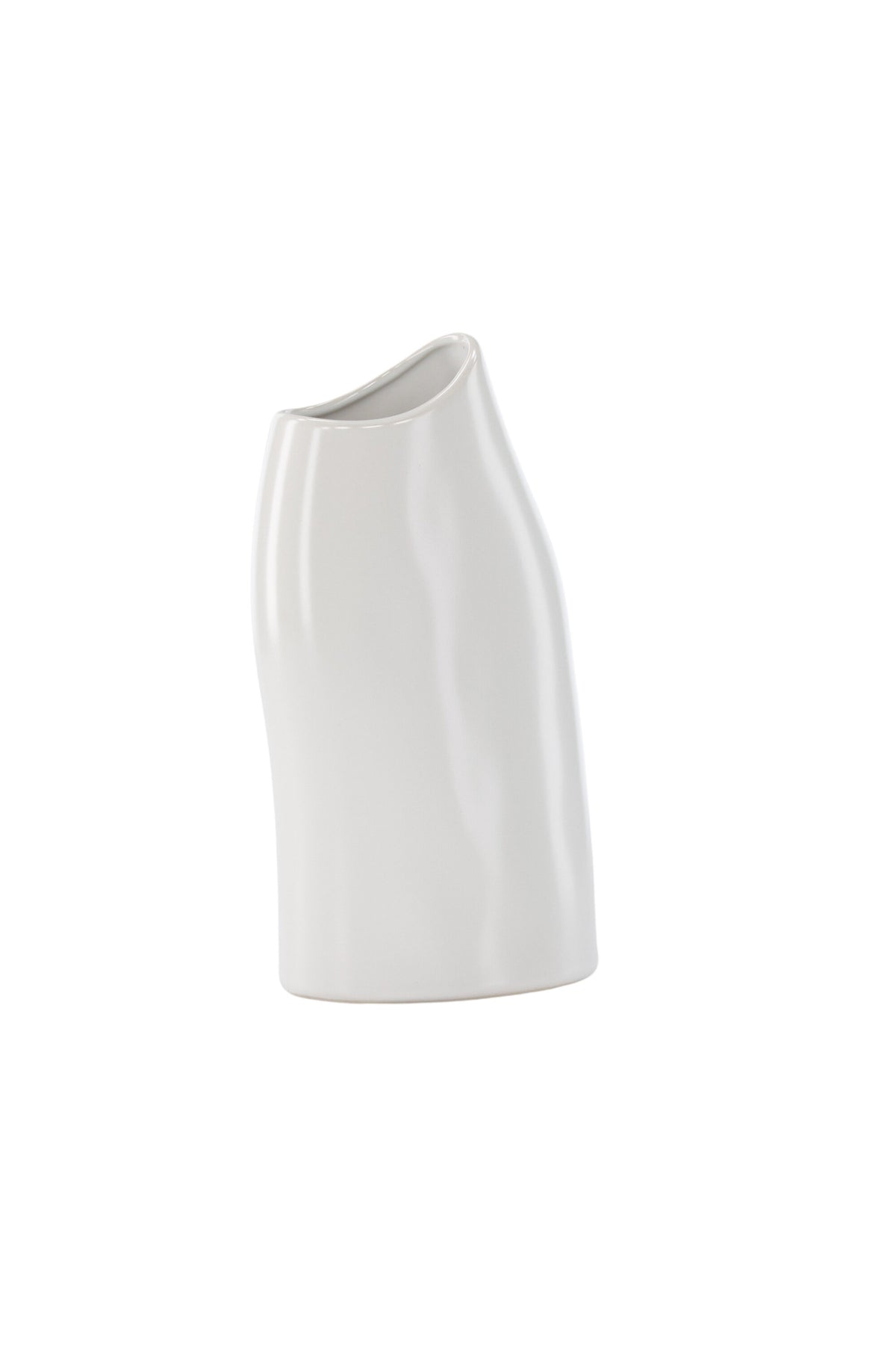 Beige Steinzeug-Vase Ernst mit schwarzen Punkten und glasierter Oberfläche, schlanke Form, Höhe 23 cm.