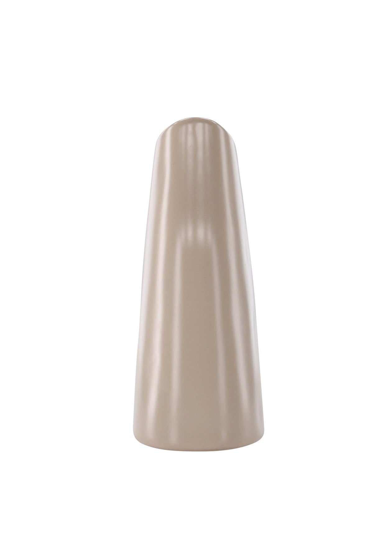 Beige Steinzeug-Vase Ernst mit schwarzen Punkten und glasierter Oberfläche, schlanke Form, Höhe 23 cm.