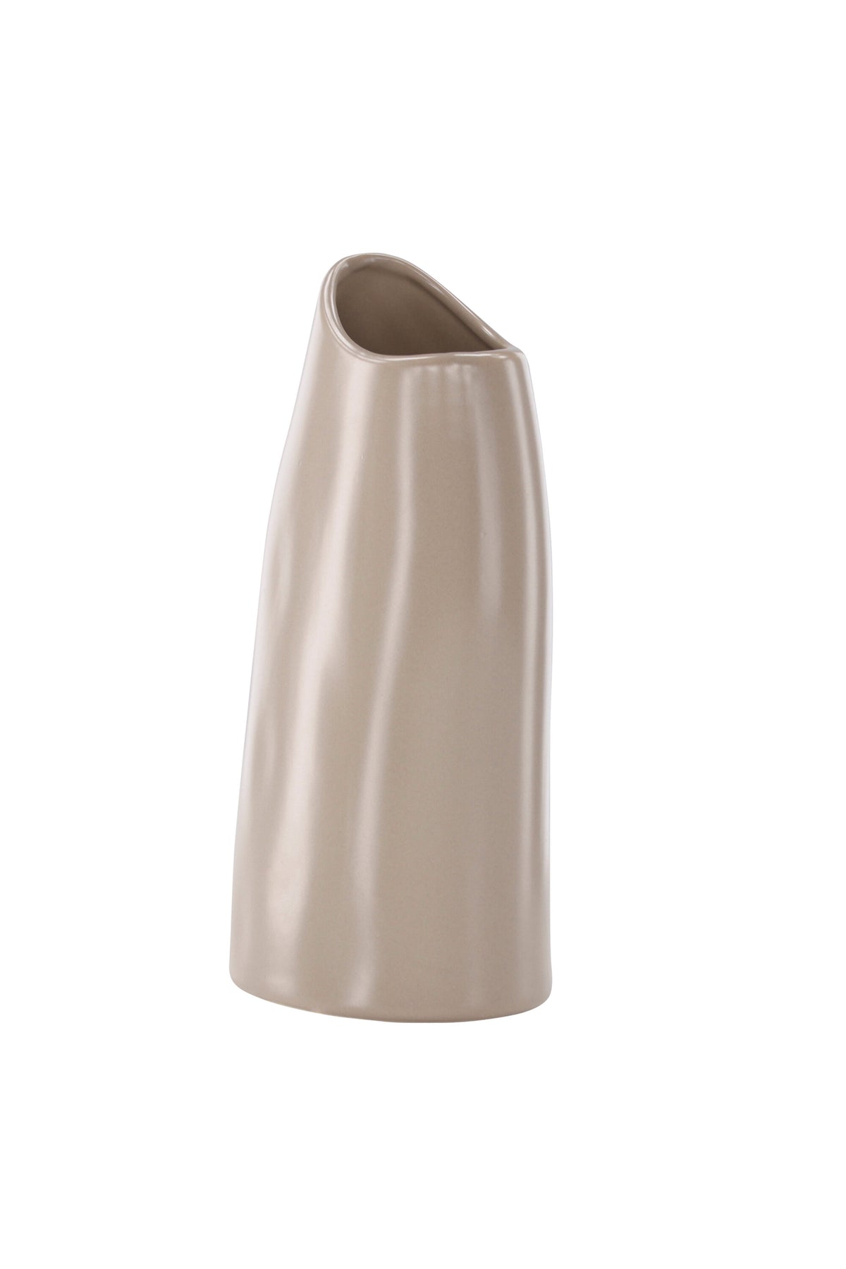 Beige Steinzeug-Vase Ernst mit schwarzen Punkten und glasierter Oberfläche, schlanke Form, Höhe 23 cm.