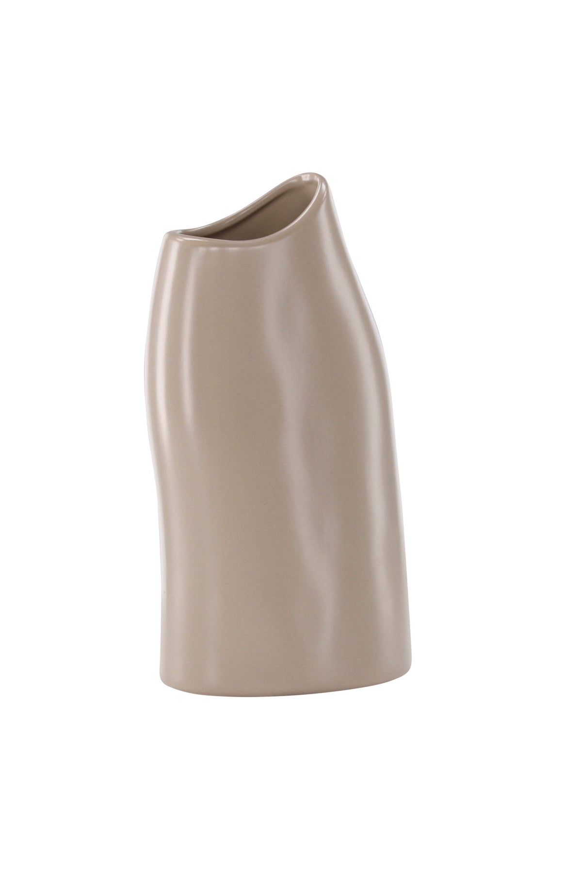 Beige Steinzeug-Vase Ernst mit schwarzen Punkten und glasierter Oberfläche, schlanke Form, Höhe 23 cm.
