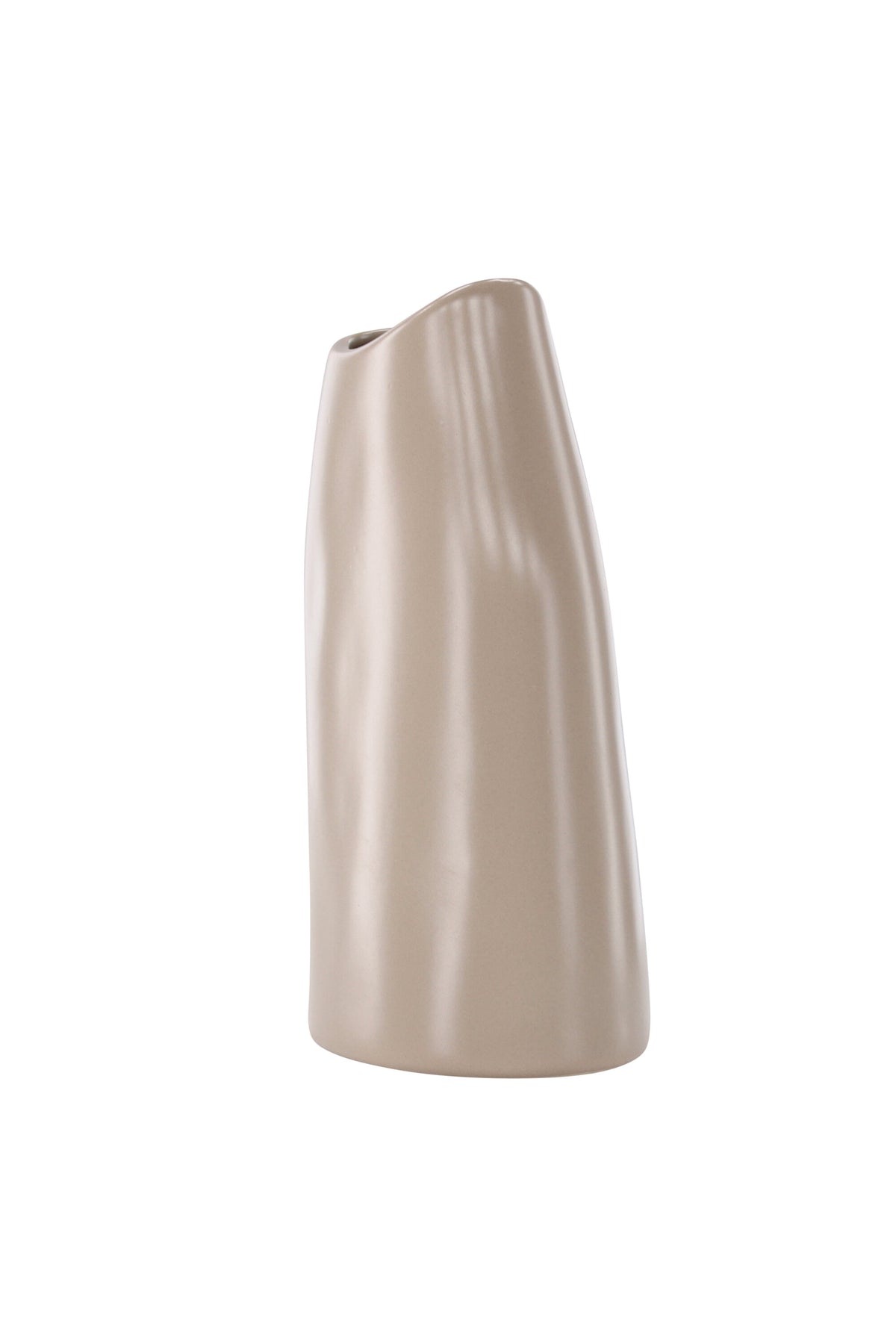 Beige Steinzeug-Vase Ernst mit schwarzen Punkten und glasierter Oberfläche, schlanke Form, Höhe 23 cm.