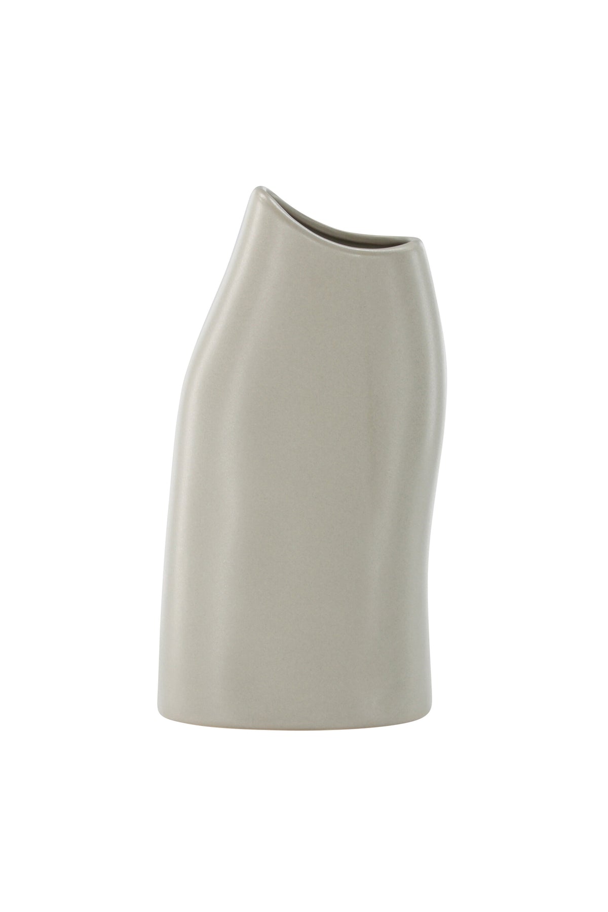 Beige Steinzeug-Vase Ernst mit schwarzen Punkten und glasierter Oberfläche, schlanke Form, Höhe 23 cm.