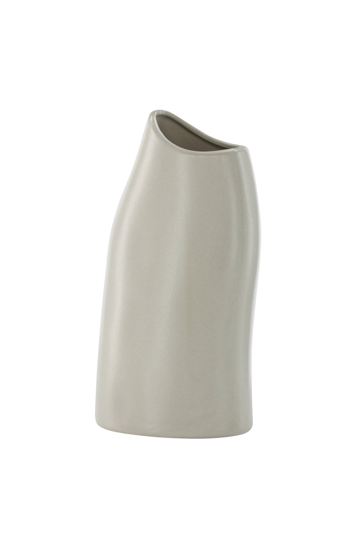 Beige Steinzeug-Vase Ernst mit schwarzen Punkten und glasierter Oberfläche, schlanke Form, Höhe 23 cm.