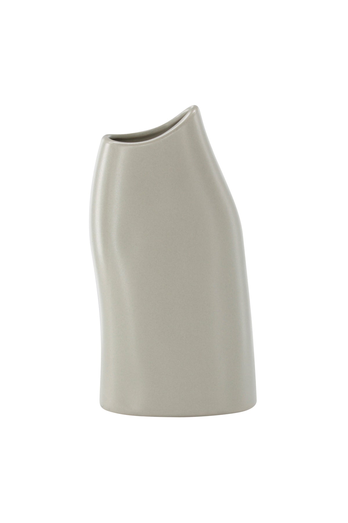 Beige Steinzeug-Vase Ernst mit schwarzen Punkten und glasierter Oberfläche, schlanke Form, Höhe 23 cm.