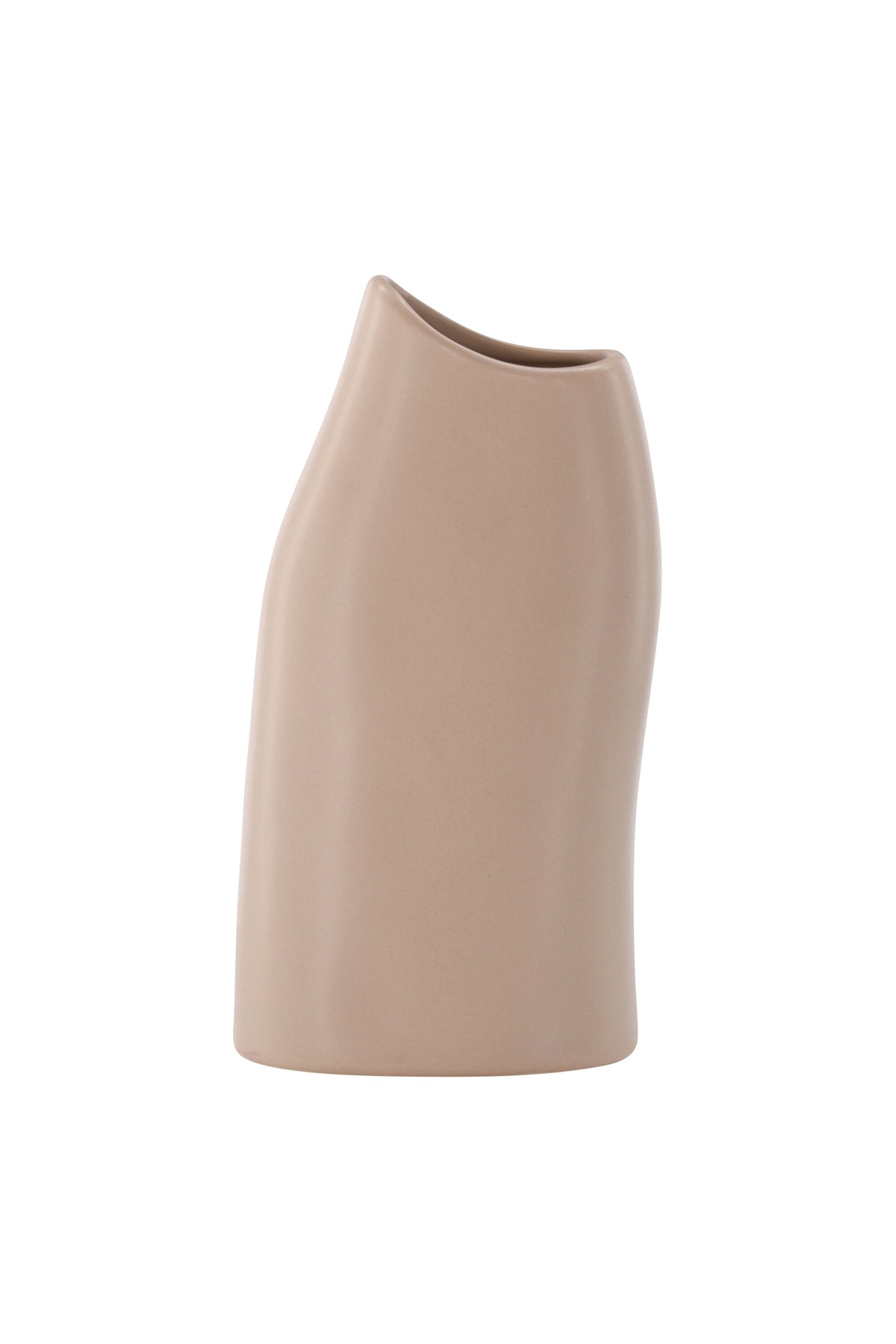 Beige Steinzeug-Vase Ernst mit schwarzen Punkten und glasierter Oberfläche, schlanke Form, Höhe 23 cm.