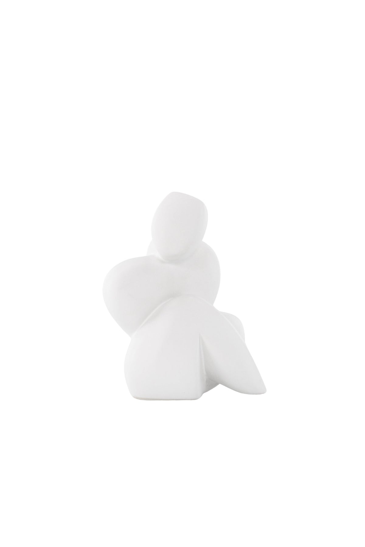 Weisse Skulptur Floda aus Steinzeug von Venture Home, schlichte, figürliche Form, ca. 14 cm hoch, als Deko oder Buchstütze nutzbar.