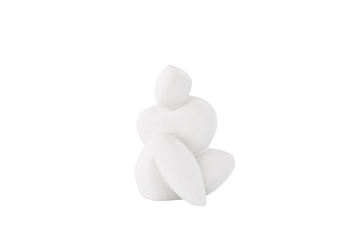Weisse Skulptur Floda aus Steinzeug von Venture Home, schlichte, figürliche Form, ca. 14 cm hoch, als Deko oder Buchstütze nutzbar.