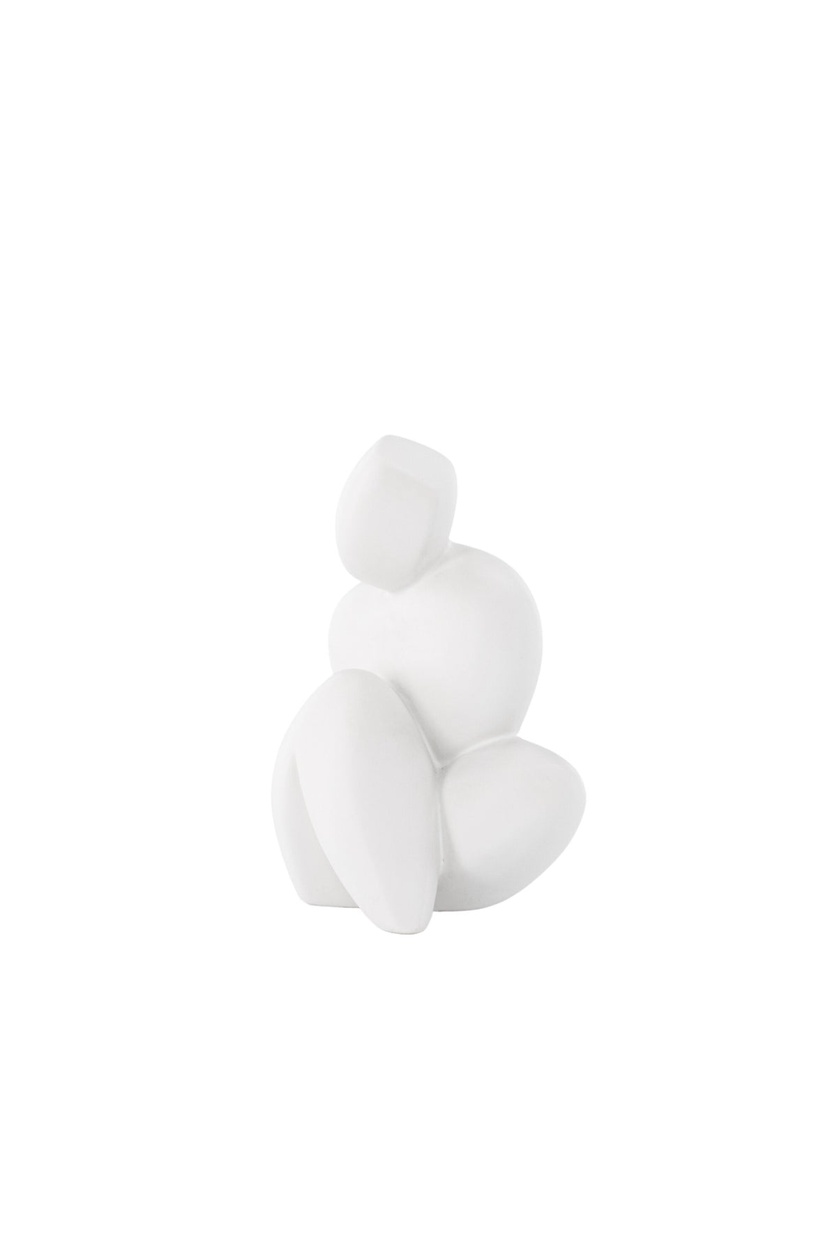 Weisse Skulptur Floda aus Steinzeug von Venture Home, schlichte, figürliche Form, ca. 14 cm hoch, als Deko oder Buchstütze nutzbar.