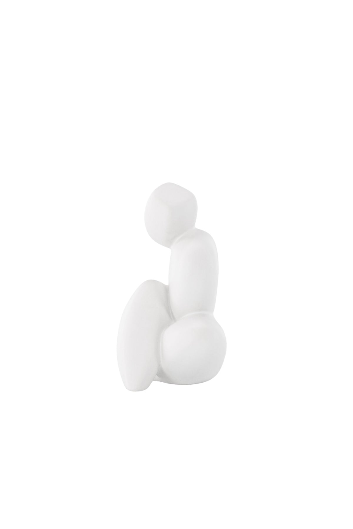 Weisse Skulptur Floda aus Steinzeug von Venture Home, schlichte, figürliche Form, ca. 14 cm hoch, als Deko oder Buchstütze nutzbar.