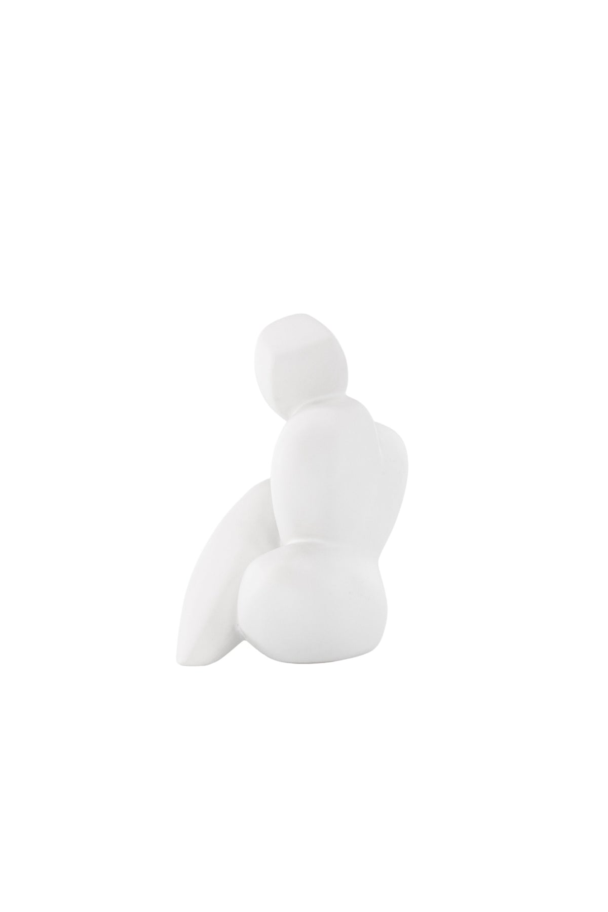 Weisse Skulptur Floda aus Steinzeug von Venture Home, schlichte, figürliche Form, ca. 14 cm hoch, als Deko oder Buchstütze nutzbar.