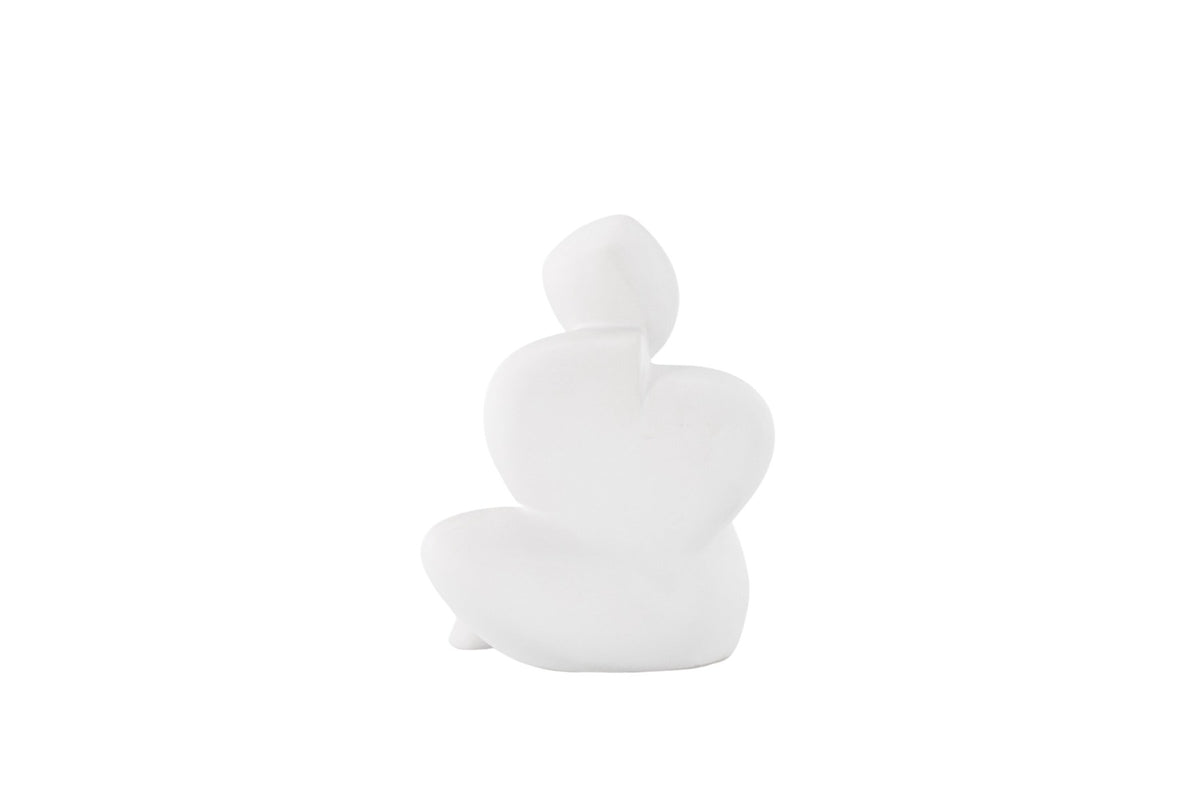 Weisse Skulptur Floda aus Steinzeug von Venture Home, schlichte, figürliche Form, ca. 14 cm hoch, als Deko oder Buchstütze nutzbar.