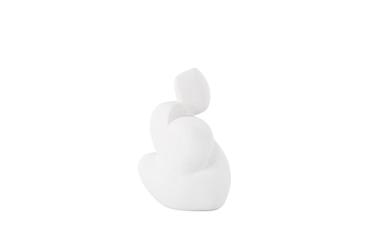 Weisse Skulptur Floda aus Steinzeug von Venture Home, schlichte, figürliche Form, ca. 14 cm hoch, als Deko oder Buchstütze nutzbar.