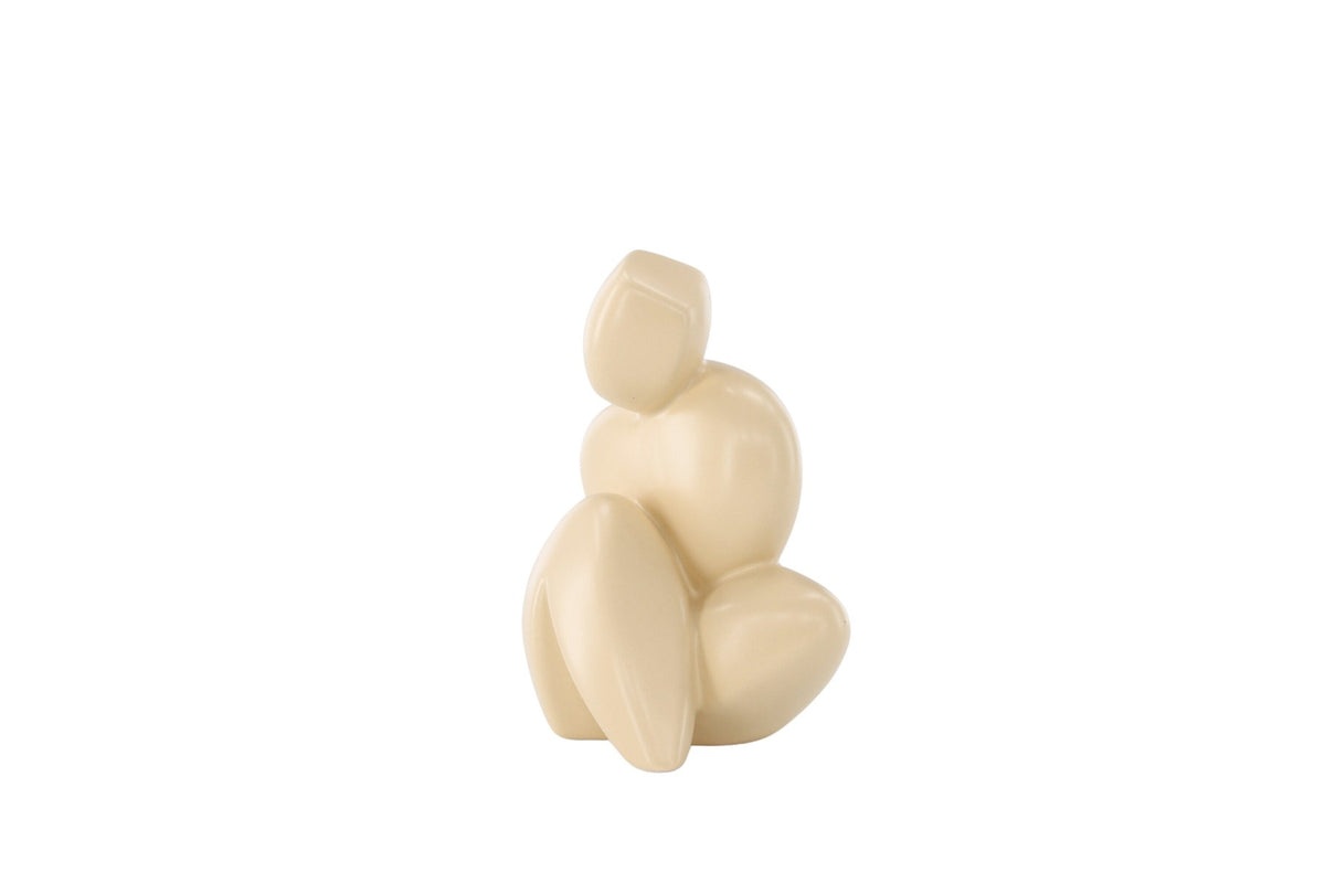 Weisse Skulptur Floda aus Steinzeug von Venture Home, schlichte, figürliche Form, ca. 14 cm hoch, als Deko oder Buchstütze nutzbar.