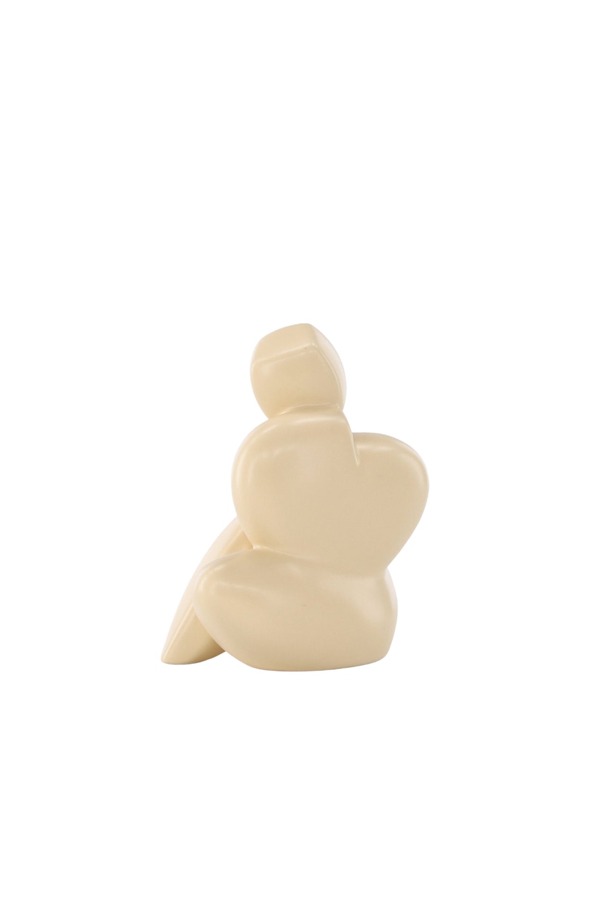 Weisse Skulptur Floda aus Steinzeug von Venture Home, schlichte, figürliche Form, ca. 14 cm hoch, als Deko oder Buchstütze nutzbar.