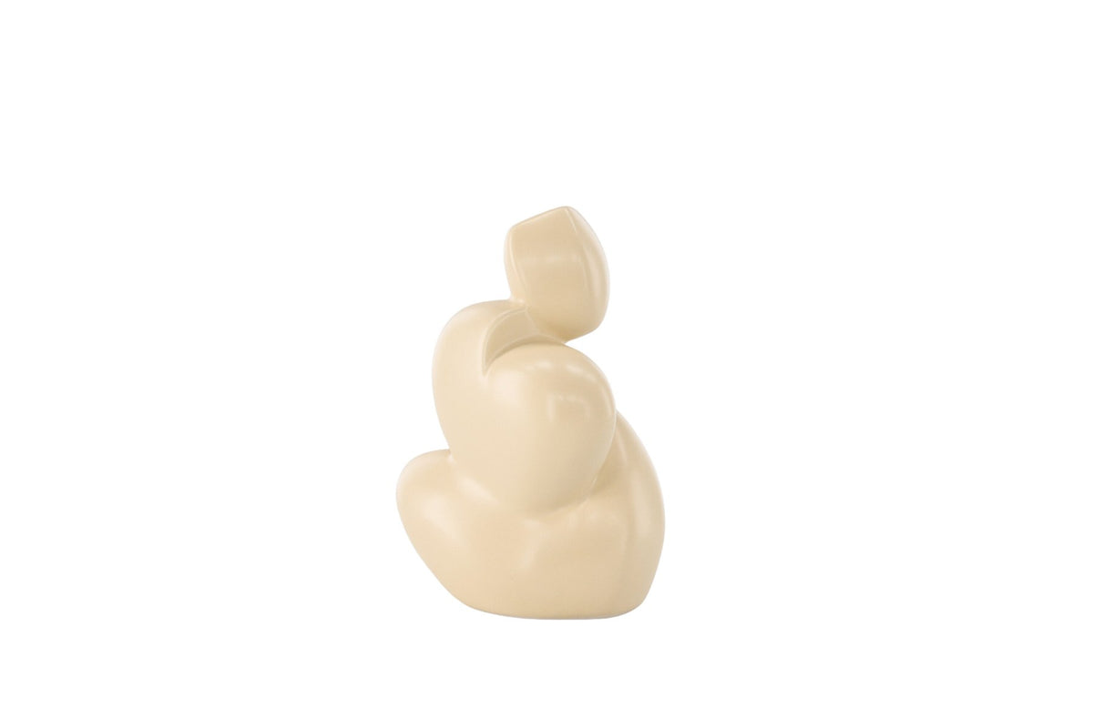 Weisse Skulptur Floda aus Steinzeug von Venture Home, schlichte, figürliche Form, ca. 14 cm hoch, als Deko oder Buchstütze nutzbar.
