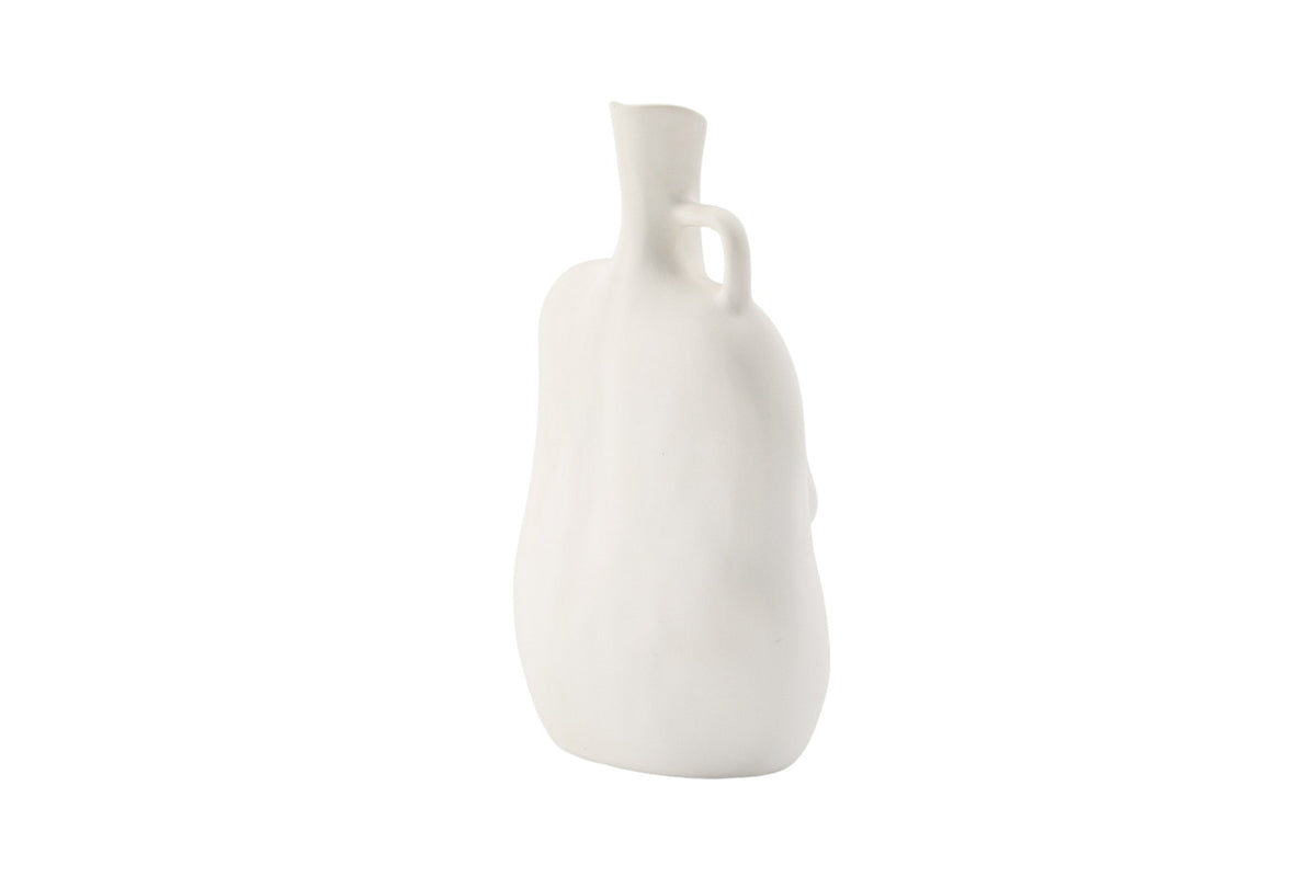 Conta Vase von Venture Home aus Steinzeug in Cremefarben, schlanke Form mit schmaler Öffnung, Höhe 25 cm, Off-White.