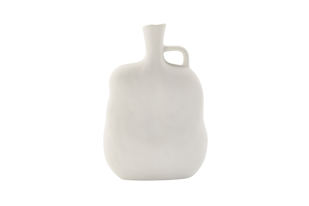 Conta Vase von Venture Home aus Steinzeug in Cremefarben, schlanke Form mit schmaler Öffnung, Höhe 25 cm, Off-White.