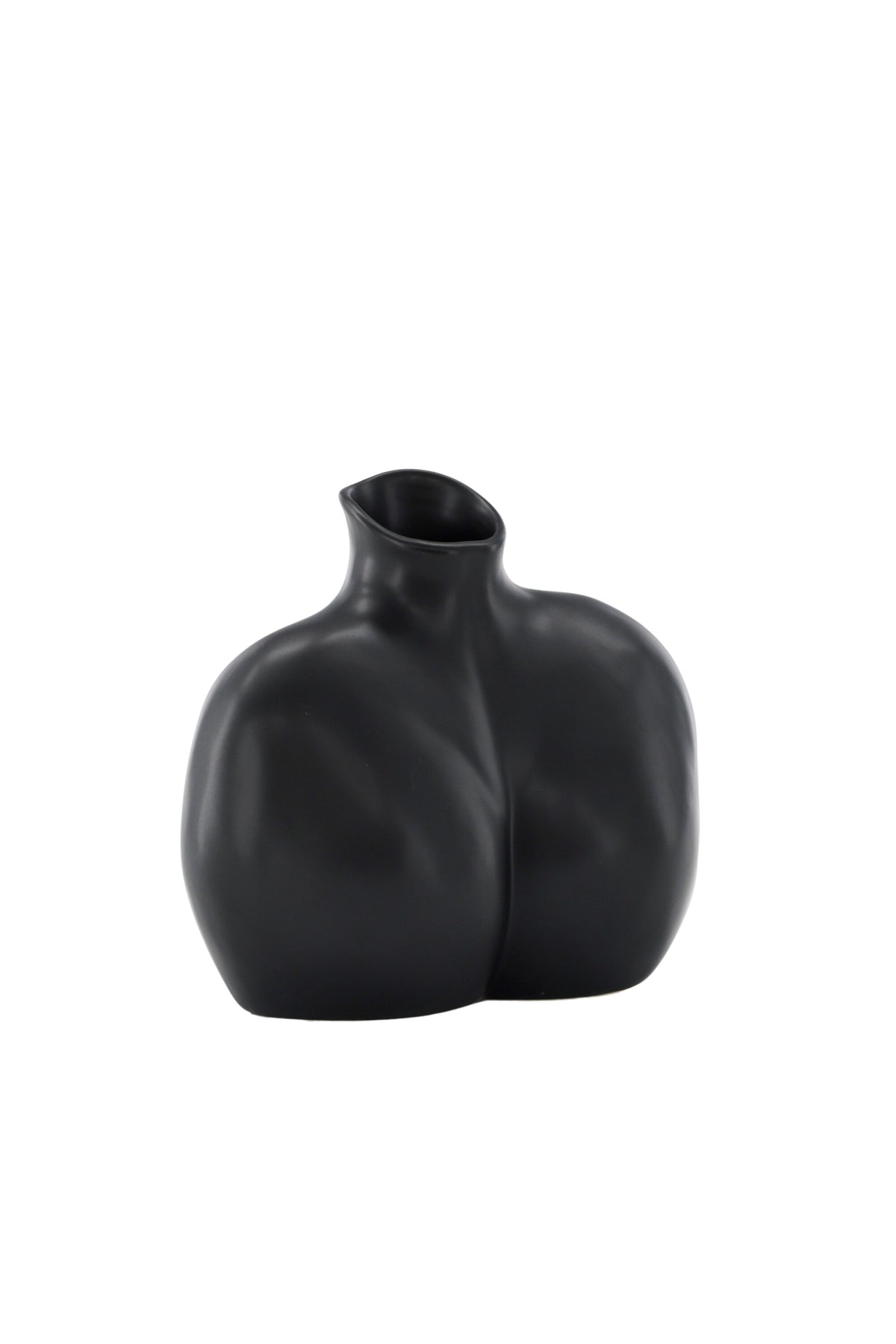 Cremefarbene Harvey Vase aus Steinzeug von Venture Home mit geschwungener, an die weibliche Form angelehnter Silhouette.