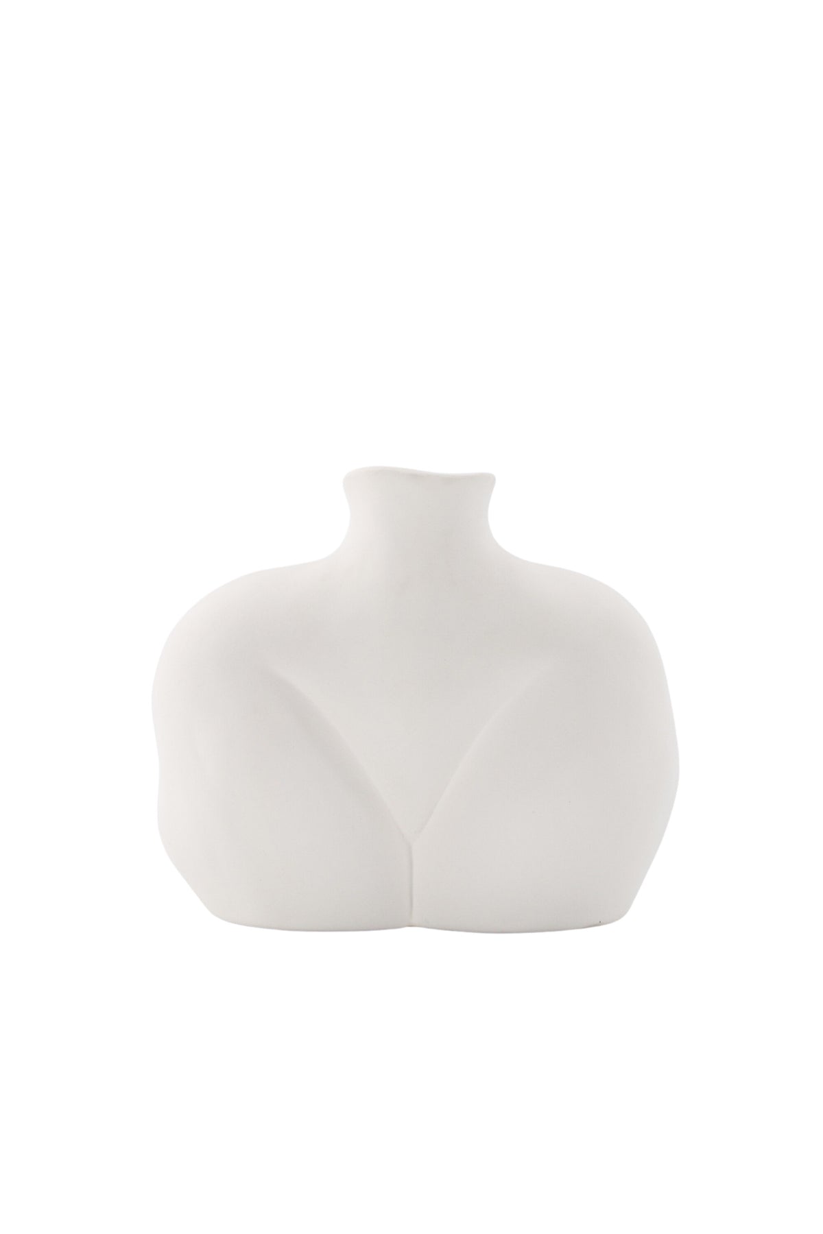 Cremefarbene Harvey Vase aus Steinzeug von Venture Home mit geschwungener, an die weibliche Form angelehnter Silhouette.
