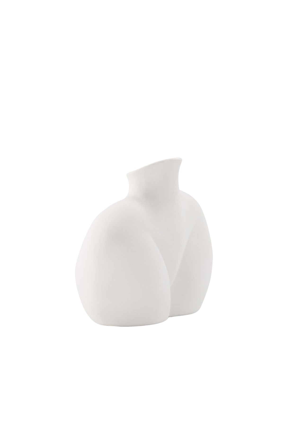 Cremefarbene Harvey Vase aus Steinzeug von Venture Home mit geschwungener, an die weibliche Form angelehnter Silhouette.