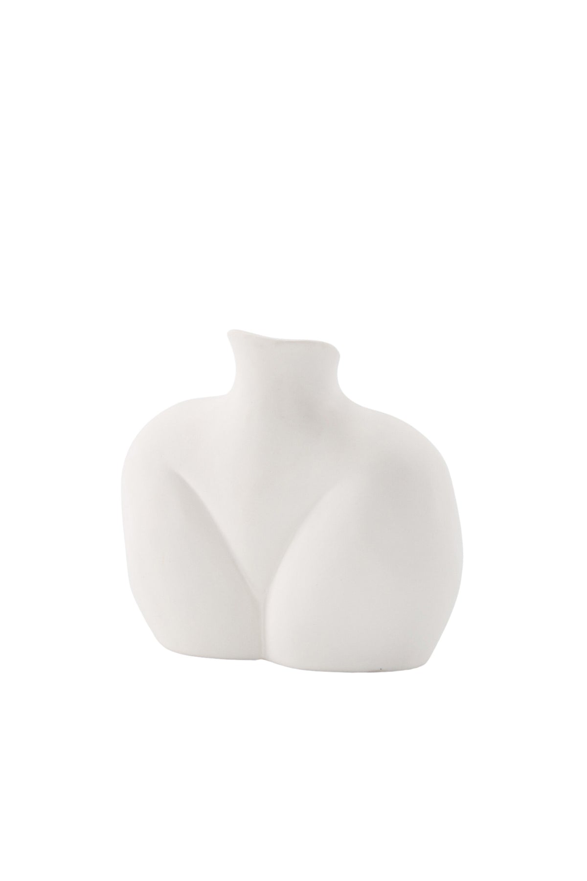 Cremefarbene Harvey Vase aus Steinzeug von Venture Home mit geschwungener, an die weibliche Form angelehnter Silhouette.