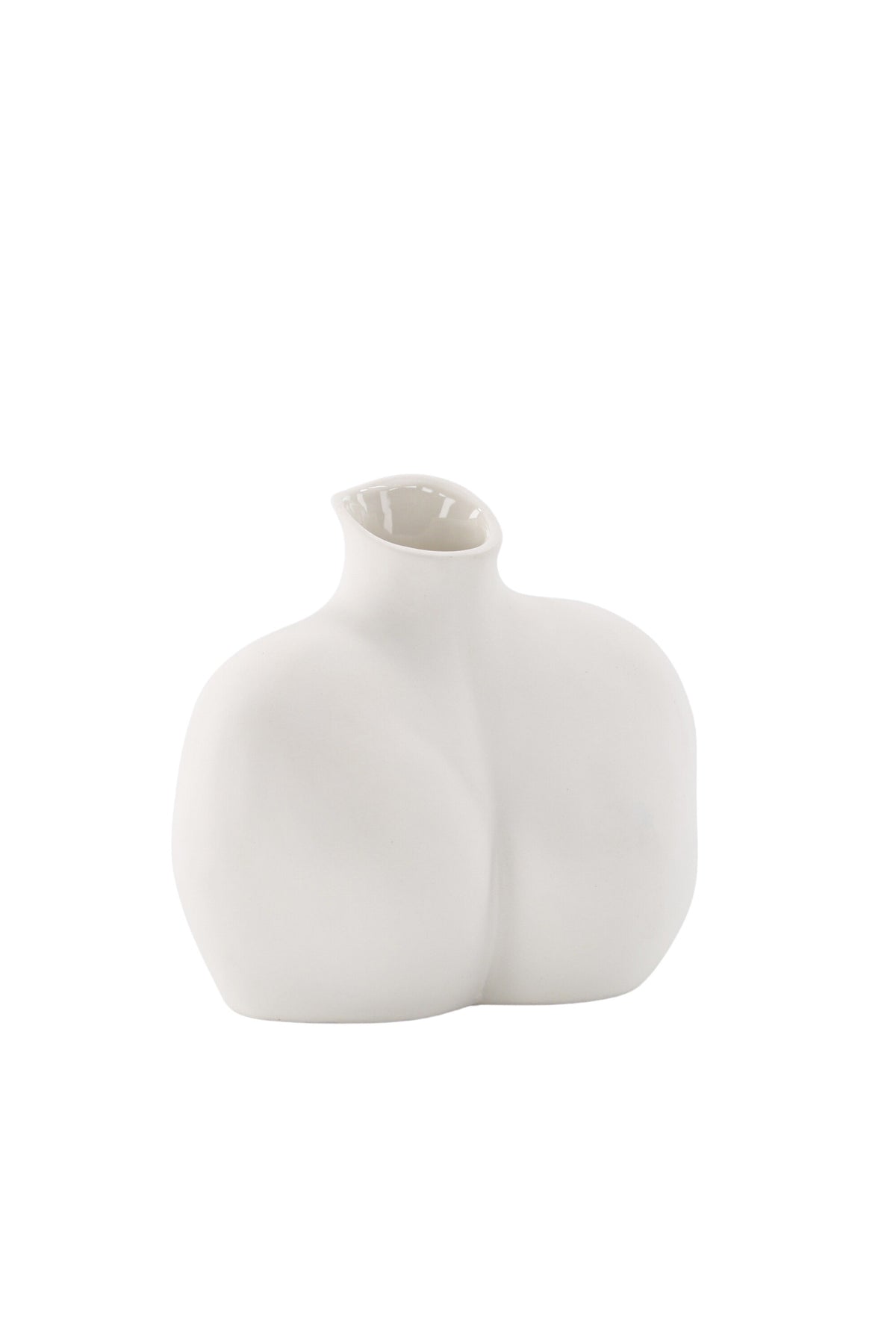 Cremefarbene Harvey Vase aus Steinzeug von Venture Home mit geschwungener, an die weibliche Form angelehnter Silhouette.