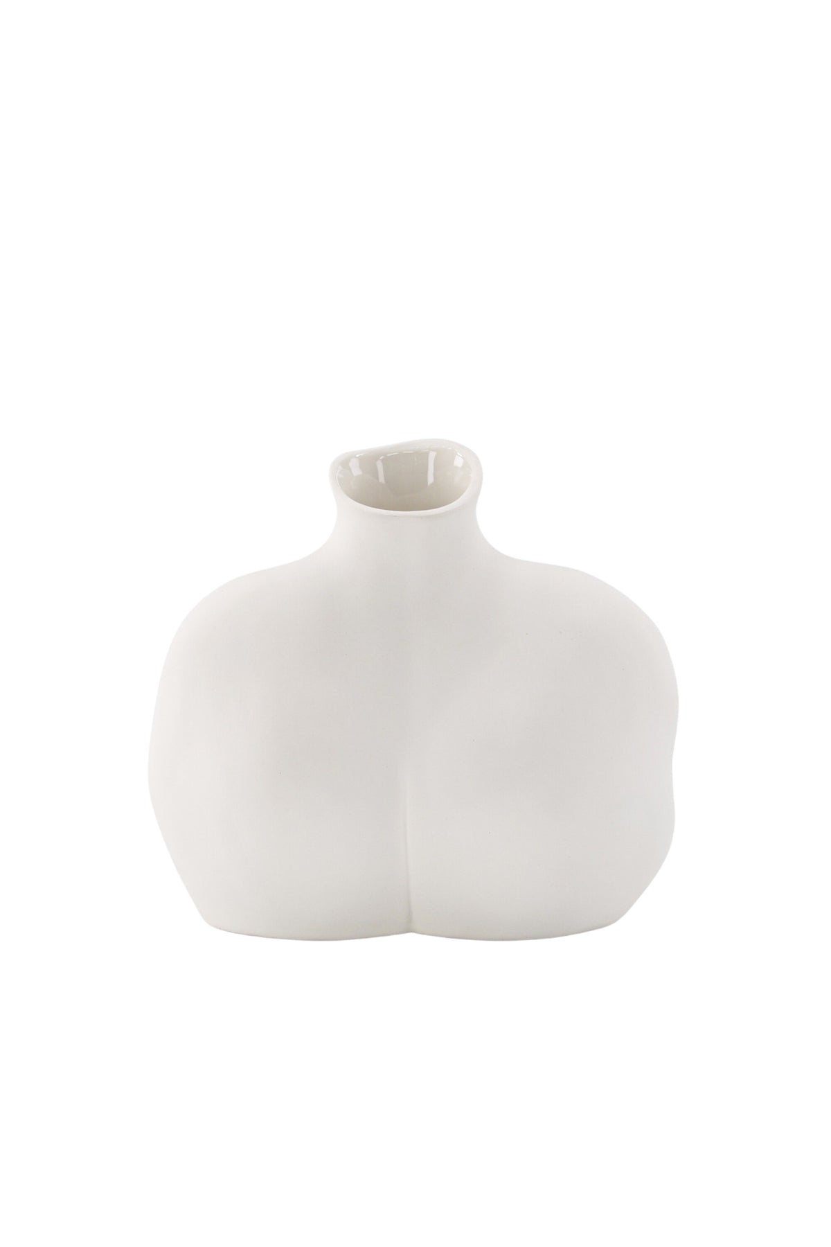 Cremefarbene Harvey Vase aus Steinzeug von Venture Home mit geschwungener, an die weibliche Form angelehnter Silhouette.