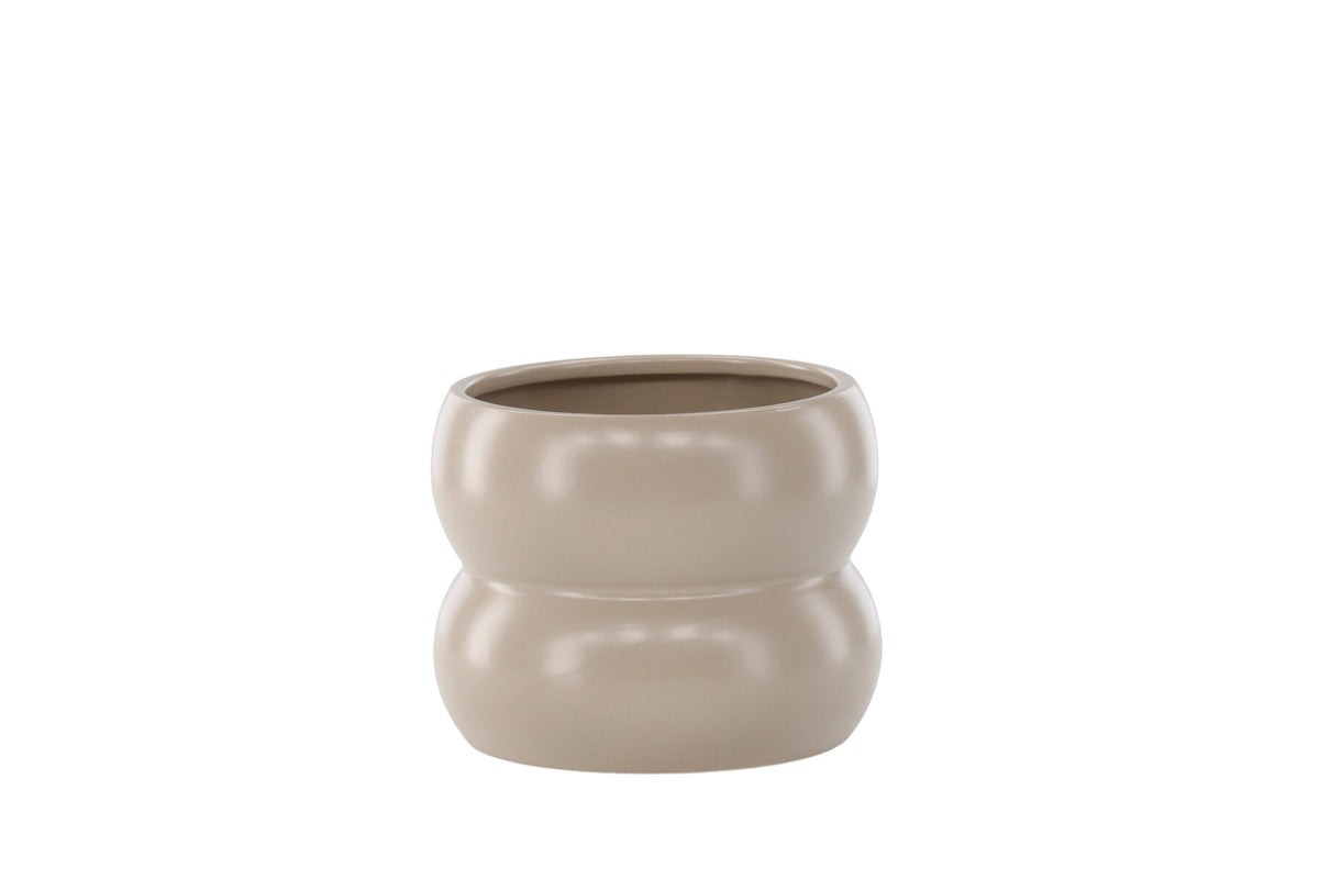 Dapne Vase von Venture Home aus Steinzeug in Schwarz-Weiss, rundliche Form mit einem Durchmesser von 16 cm und einer Höhe von 13 cm.