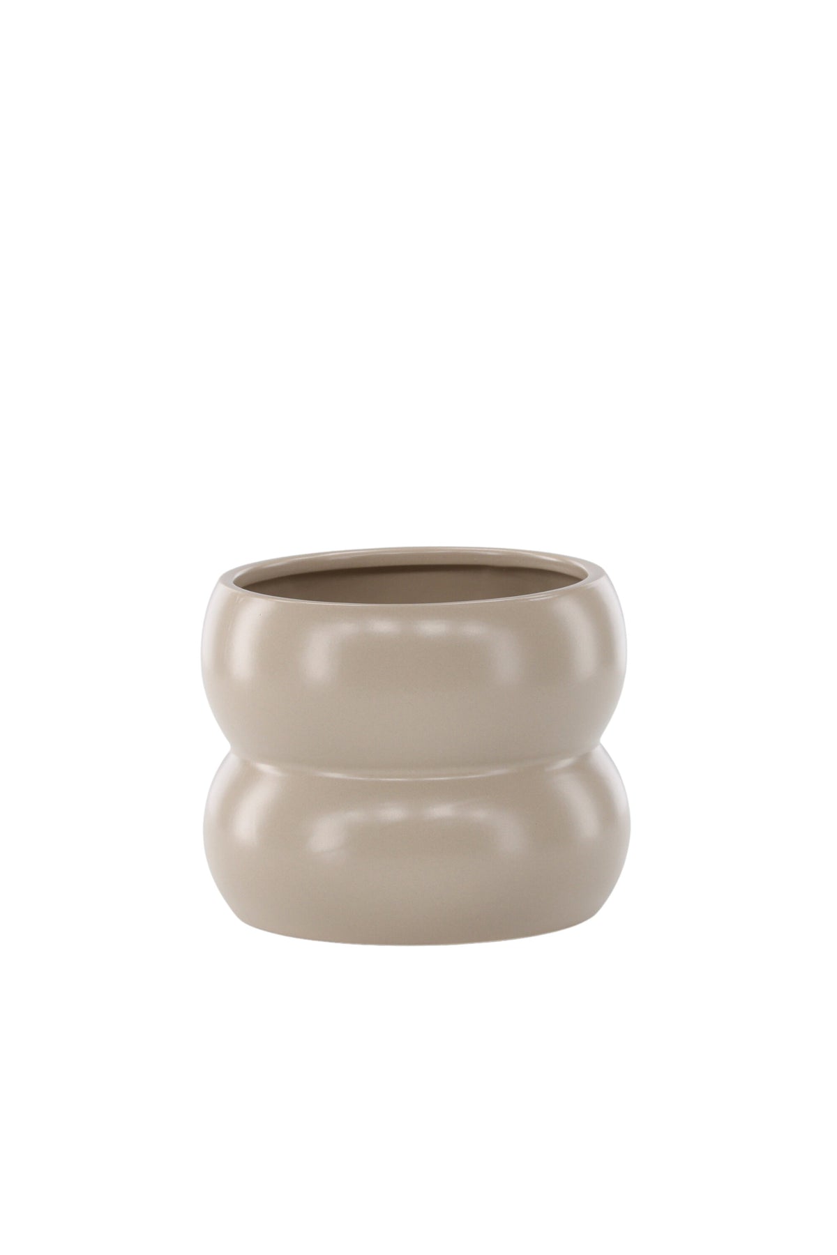 Dapne Vase von Venture Home aus Steinzeug in Schwarz-Weiss, rundliche Form mit einem Durchmesser von 16 cm und einer Höhe von 13 cm.
