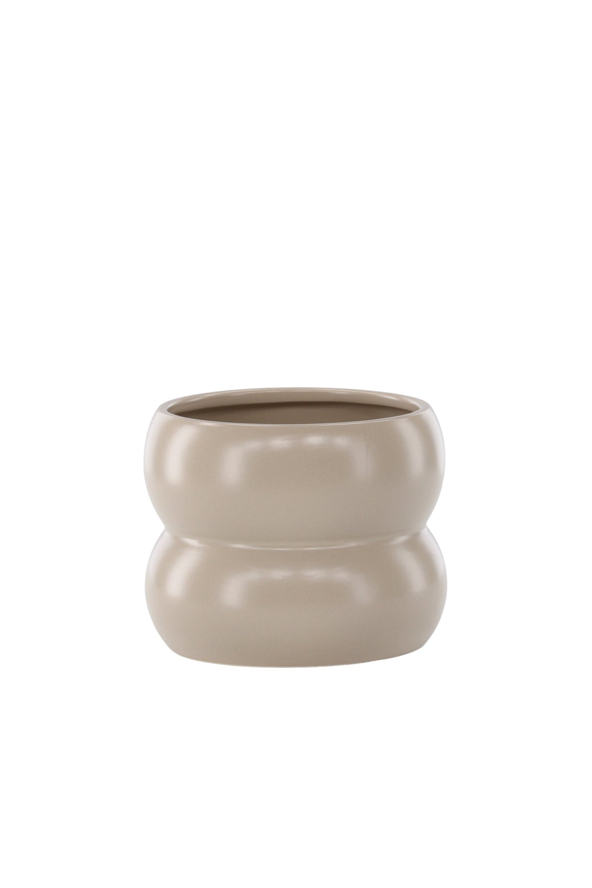 Dapne Vase von Venture Home aus Steinzeug in Schwarz-Weiss, rundliche Form mit einem Durchmesser von 16 cm und einer Höhe von 13 cm.