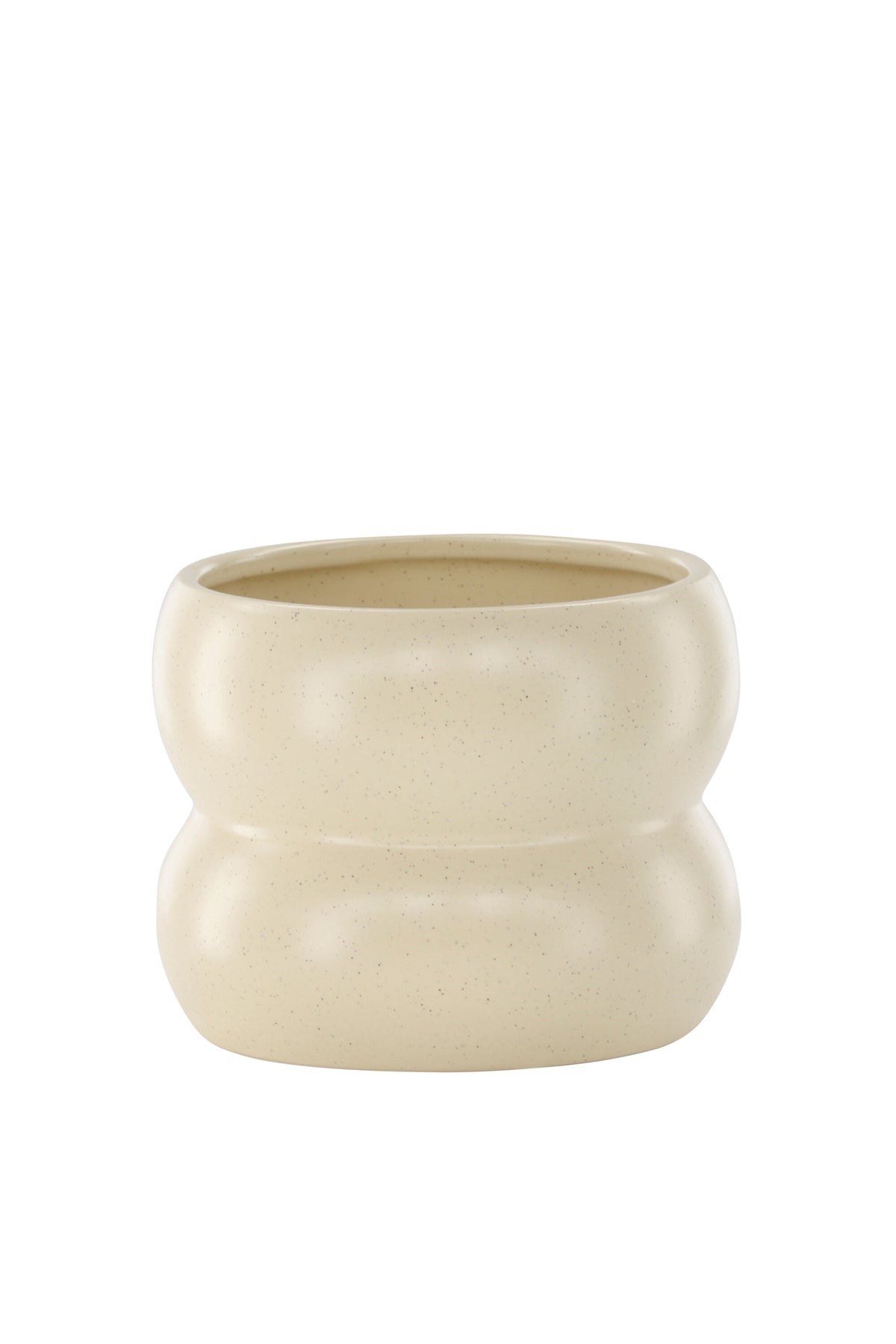 Dapne Vase von Venture Home aus Steinzeug in Schwarz-Weiss, rundliche Form mit einem Durchmesser von 16 cm und einer Höhe von 13 cm.