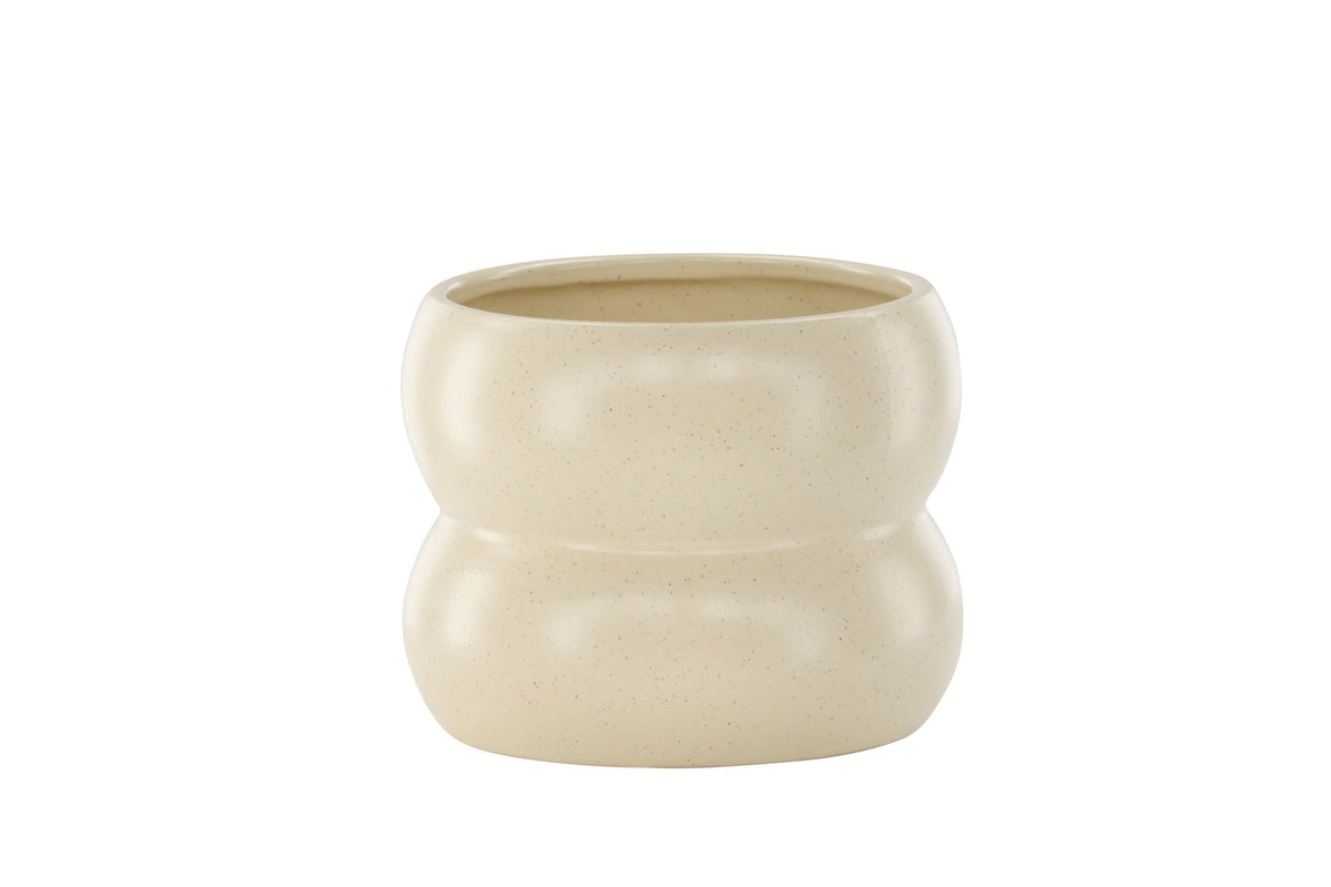 Dapne Vase von Venture Home aus Steinzeug in Schwarz-Weiss, rundliche Form mit einem Durchmesser von 16 cm und einer Höhe von 13 cm.