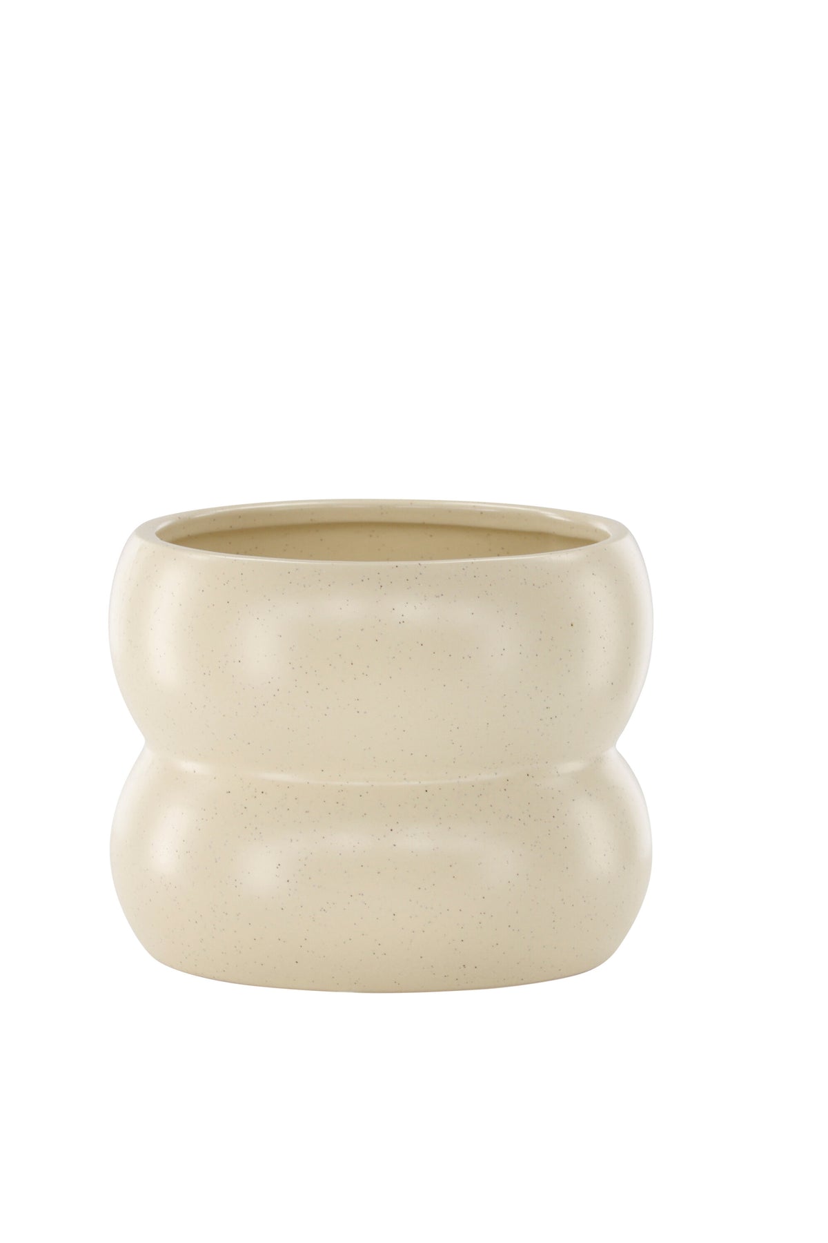 Dapne Vase von Venture Home aus Steinzeug in Schwarz-Weiss, rundliche Form mit einem Durchmesser von 16 cm und einer Höhe von 13 cm.