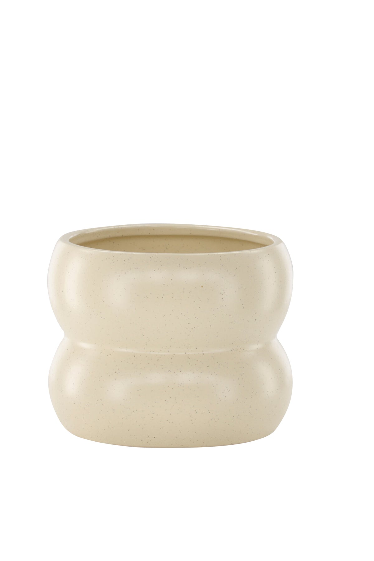 Dapne Vase von Venture Home aus Steinzeug in Schwarz-Weiss, rundliche Form mit einem Durchmesser von 16 cm und einer Höhe von 13 cm.