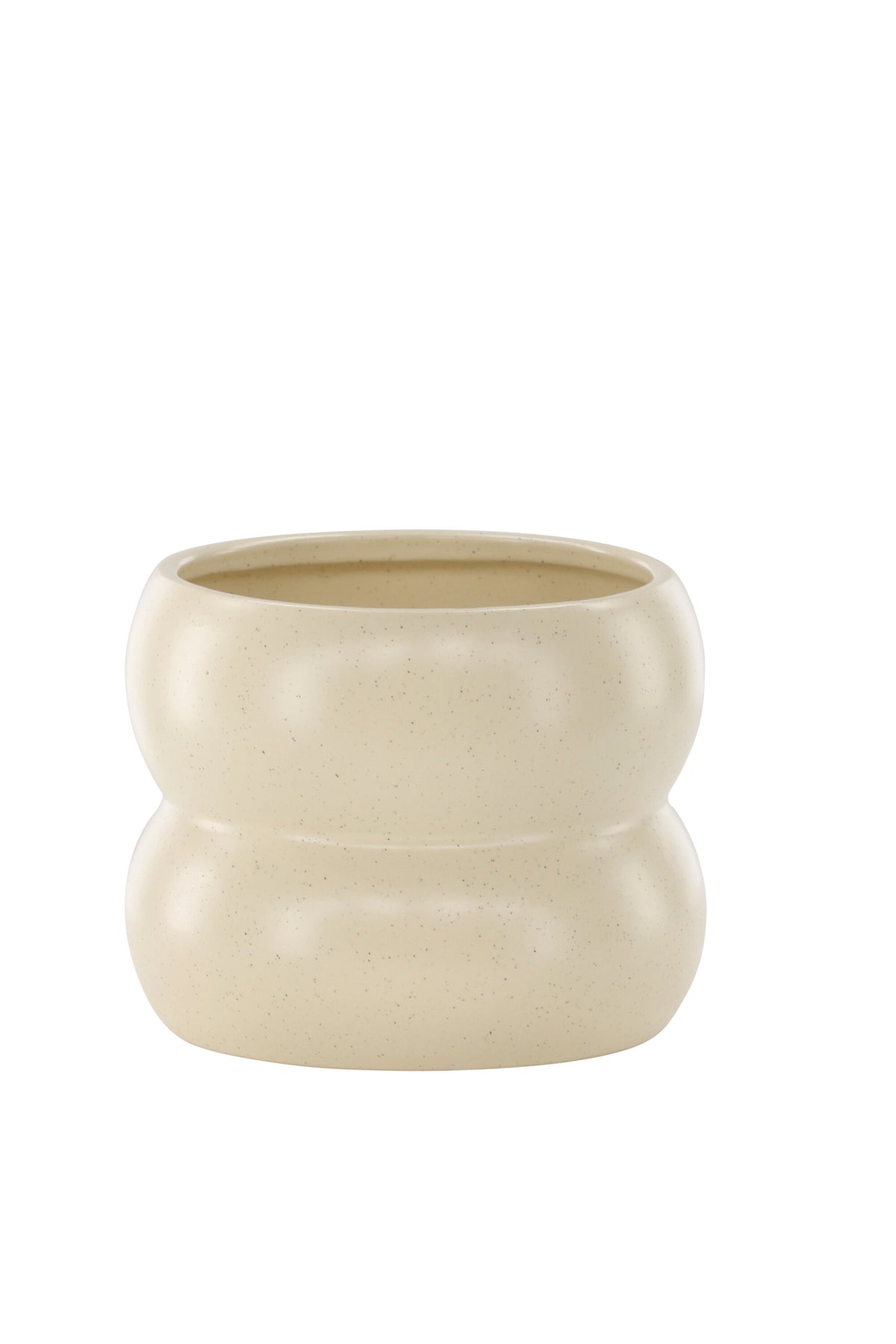 Dapne Vase von Venture Home aus Steinzeug in Schwarz-Weiss, rundliche Form mit einem Durchmesser von 16 cm und einer Höhe von 13 cm.