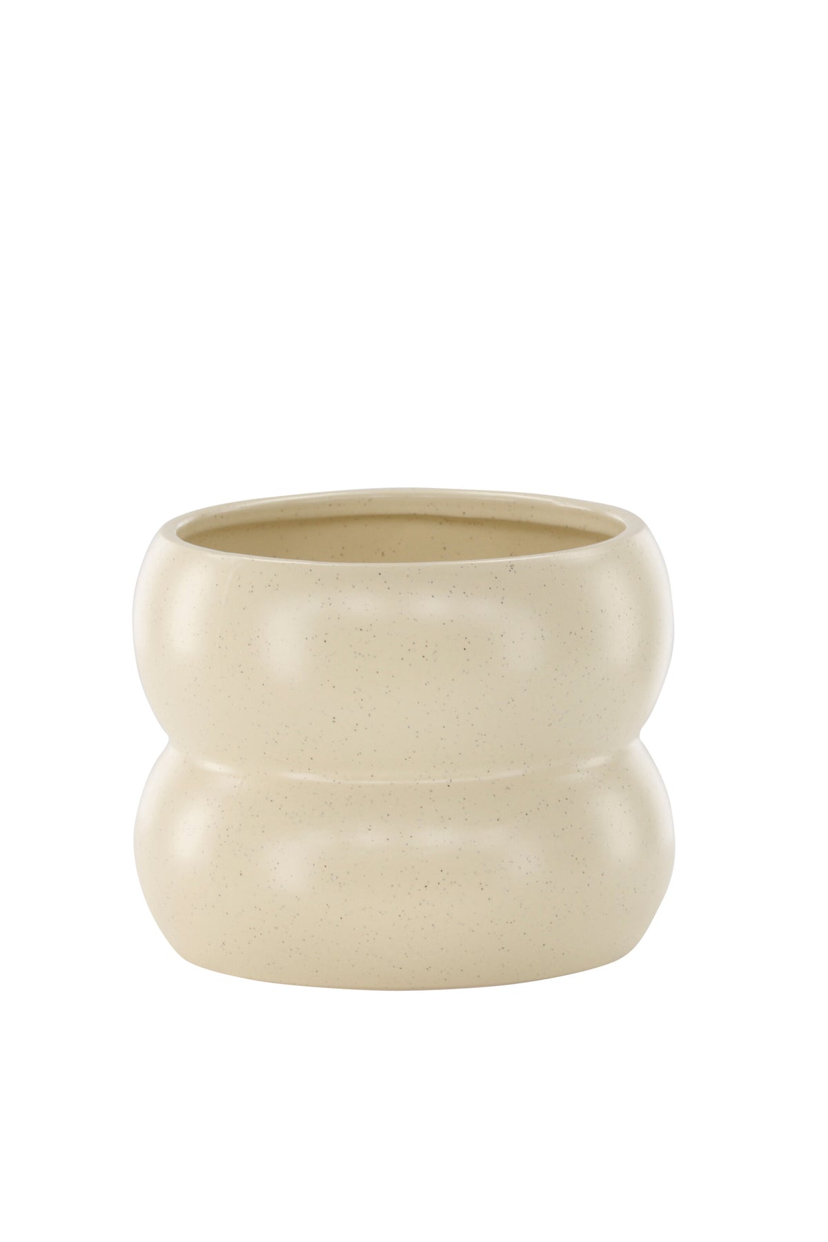 Dapne Vase von Venture Home aus Steinzeug in Schwarz-Weiss, rundliche Form mit einem Durchmesser von 16 cm und einer Höhe von 13 cm.