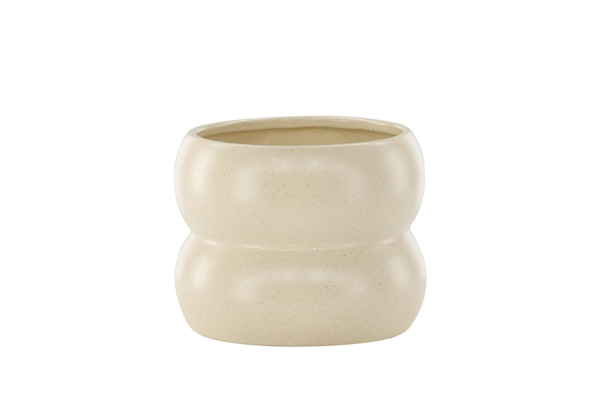 Dapne Vase von Venture Home aus Steinzeug in Schwarz-Weiss, rundliche Form mit einem Durchmesser von 16 cm und einer Höhe von 13 cm.