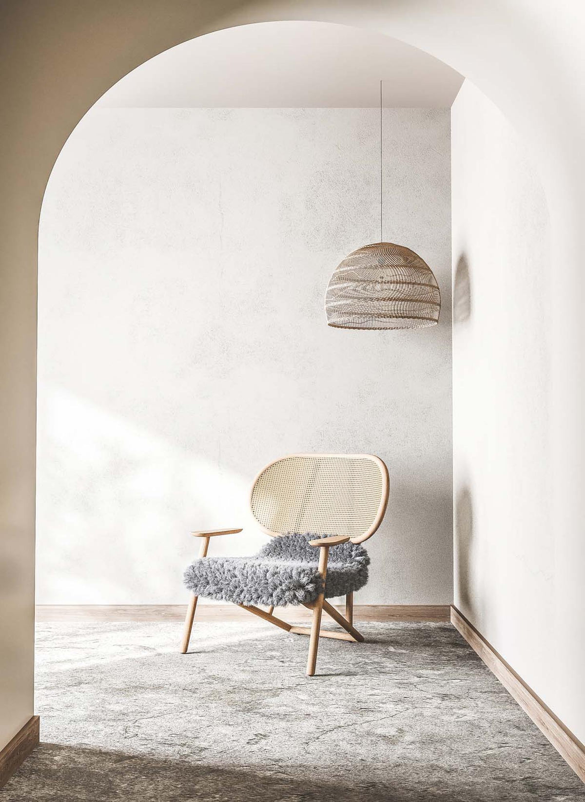 Lounge Stuhl Poster in Beige präsentiert im Onlineshop von KAQTU Design AG. Bild ist von Venture Home