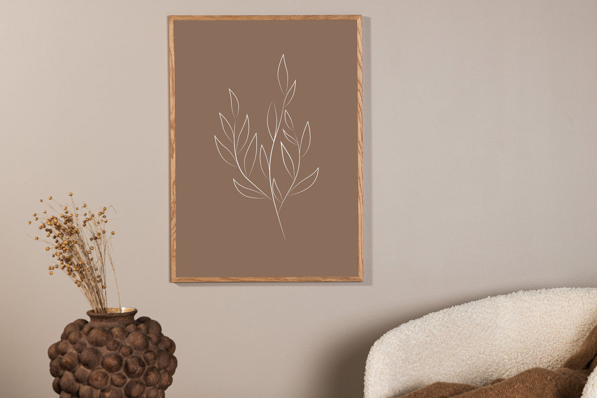 Drawed Leaf Poster in Braun präsentiert im Onlineshop von KAQTU Design AG. Bild ist von Venture Home
