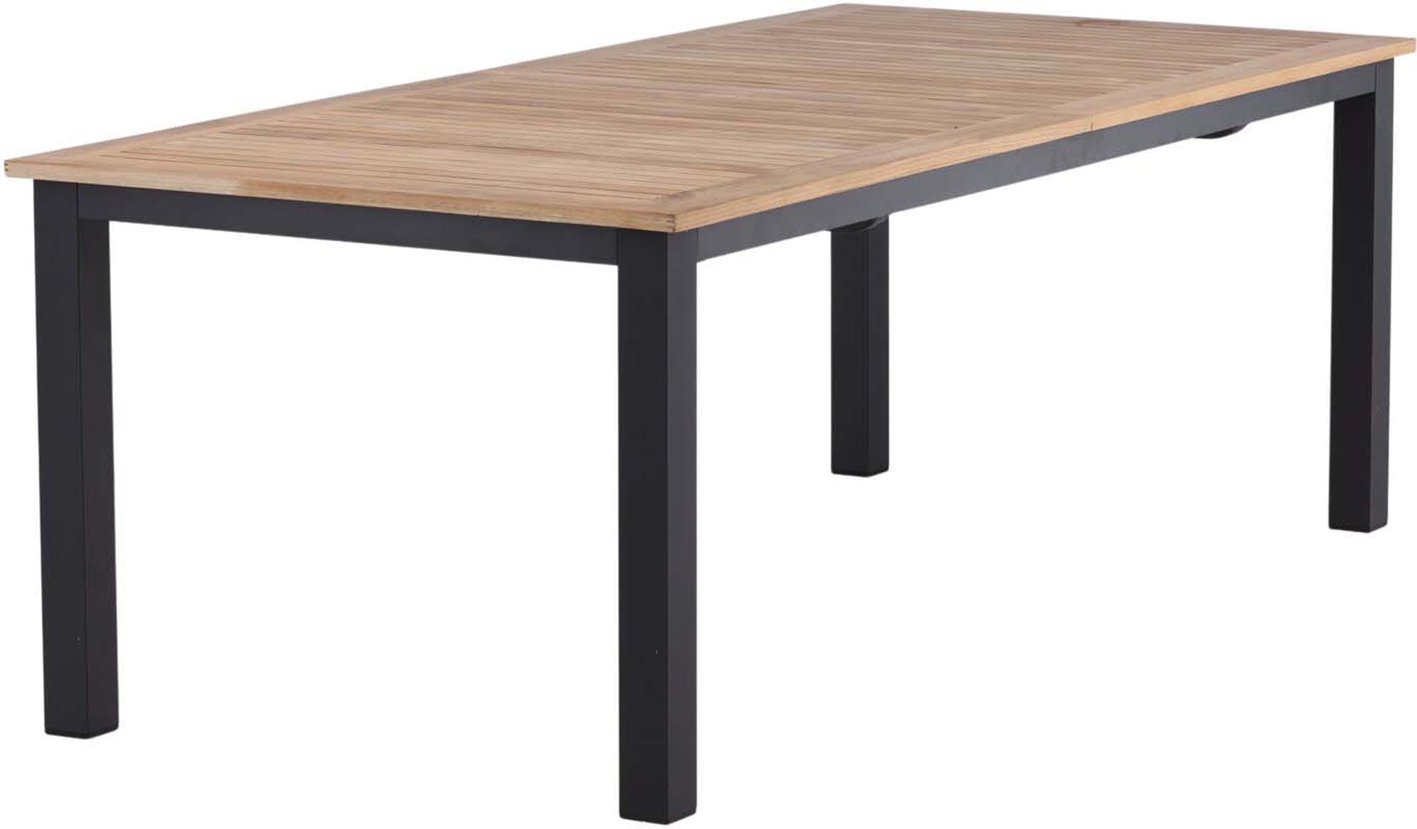 Eleganter, ausziehbarer Gartentisch aus hochwertigem Teakholz von Venture Home. Perfekt für gesellige Zusammenkünfte im Freien.