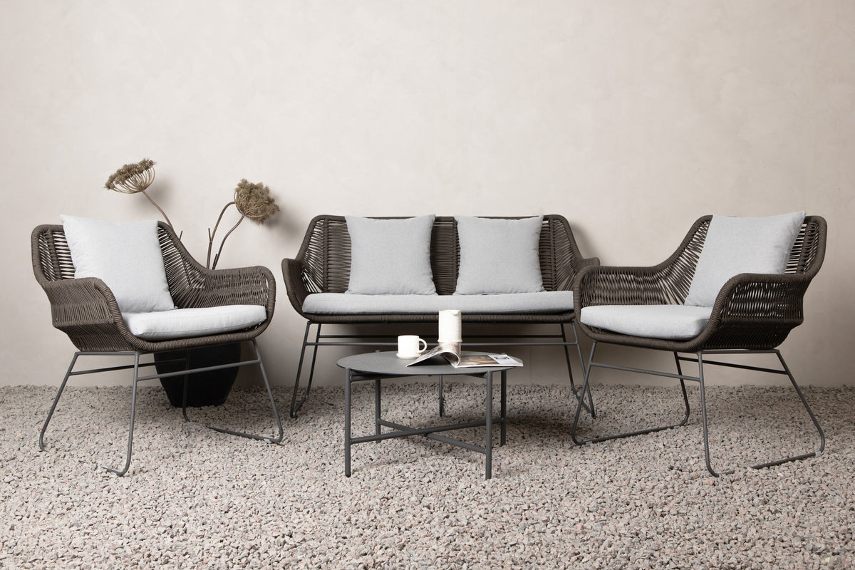 Davao Conversation Set in Grau/Braun/Dunkelgrau präsentiert im Onlineshop von KAQTU Design AG. Loungeset ist von Venture Home