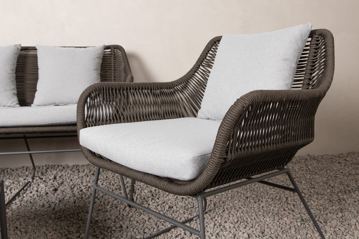 Davao Conversation Set in Grau/Braun/Dunkelgrau präsentiert im Onlineshop von KAQTU Design AG. Loungeset ist von Venture Home