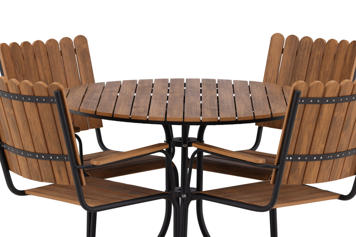 Holmsund Outdoor-Tischset ⌀100cm/4St. in Natur präsentiert im Onlineshop von KAQTU Design AG. Gartentischset ist von Venture Home
