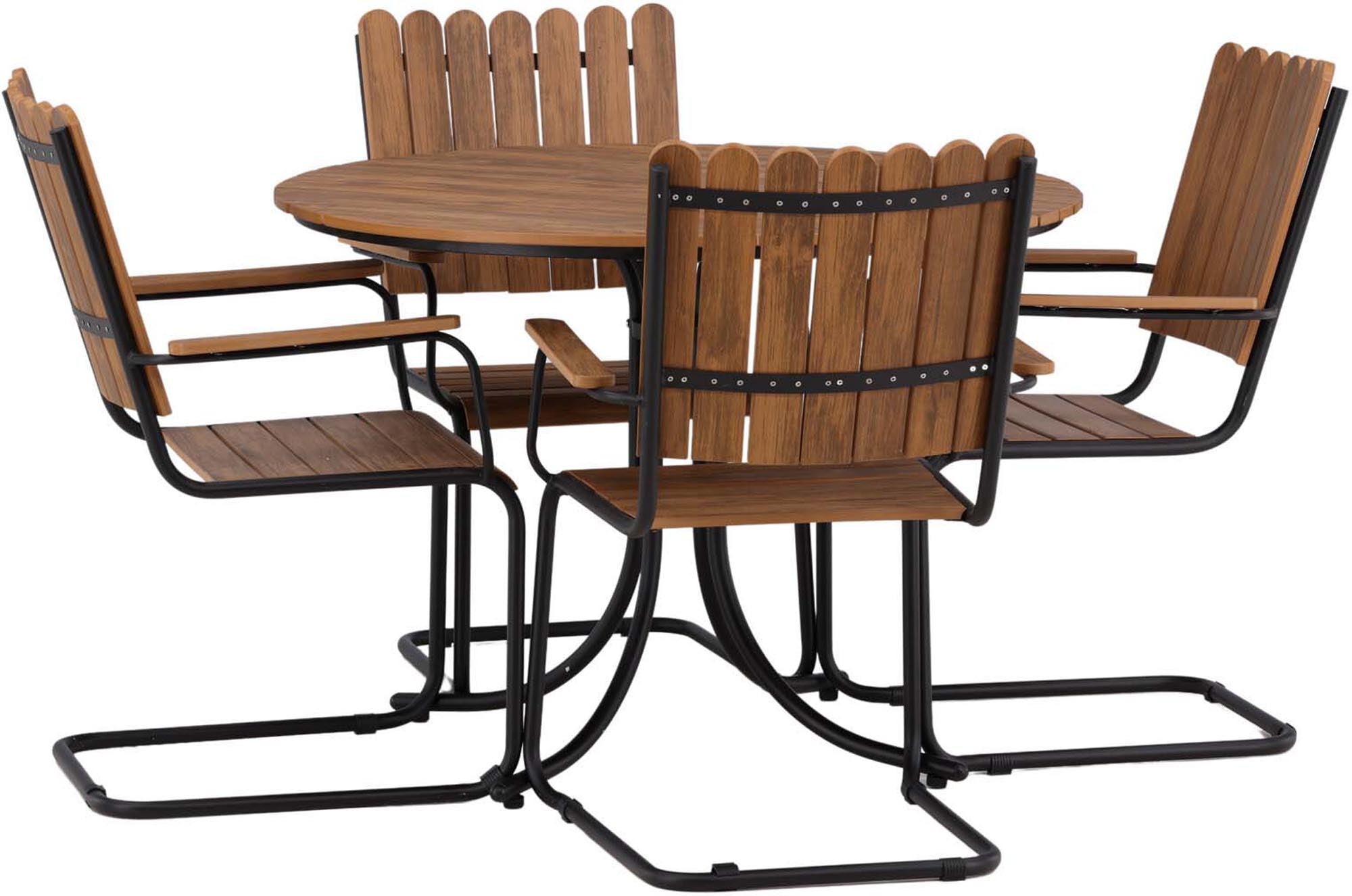 Das Holmsund Outdoor-Tischset von Venture Home kombiniert modernes Design mit Funktionalität, ideal für Garten oder Terrasse, Platz für 4 Personen.