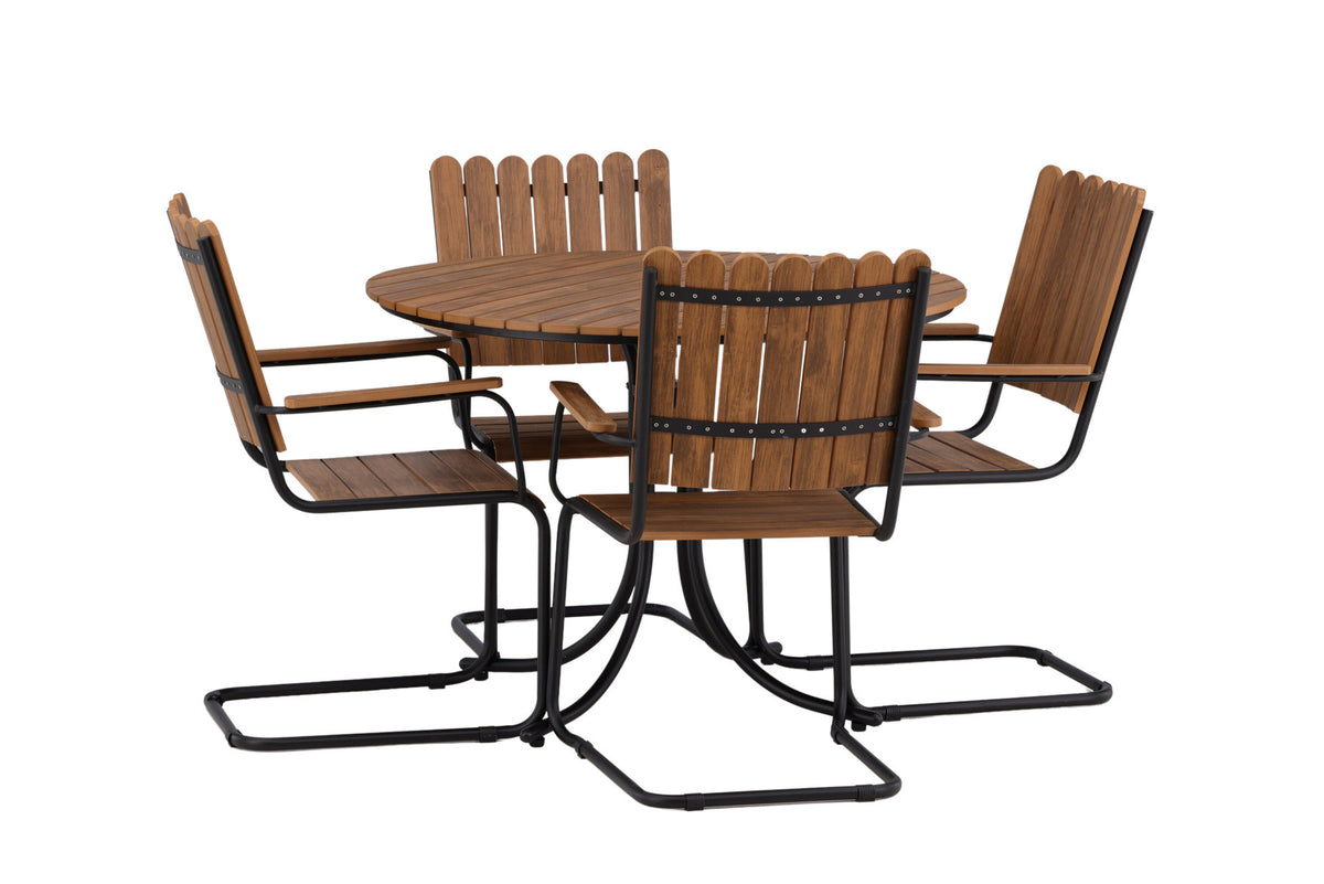 Holmsund Outdoor-Tischset ⌀100cm/4St. in Natur präsentiert im Onlineshop von KAQTU Design AG. Gartentischset ist von Venture Home