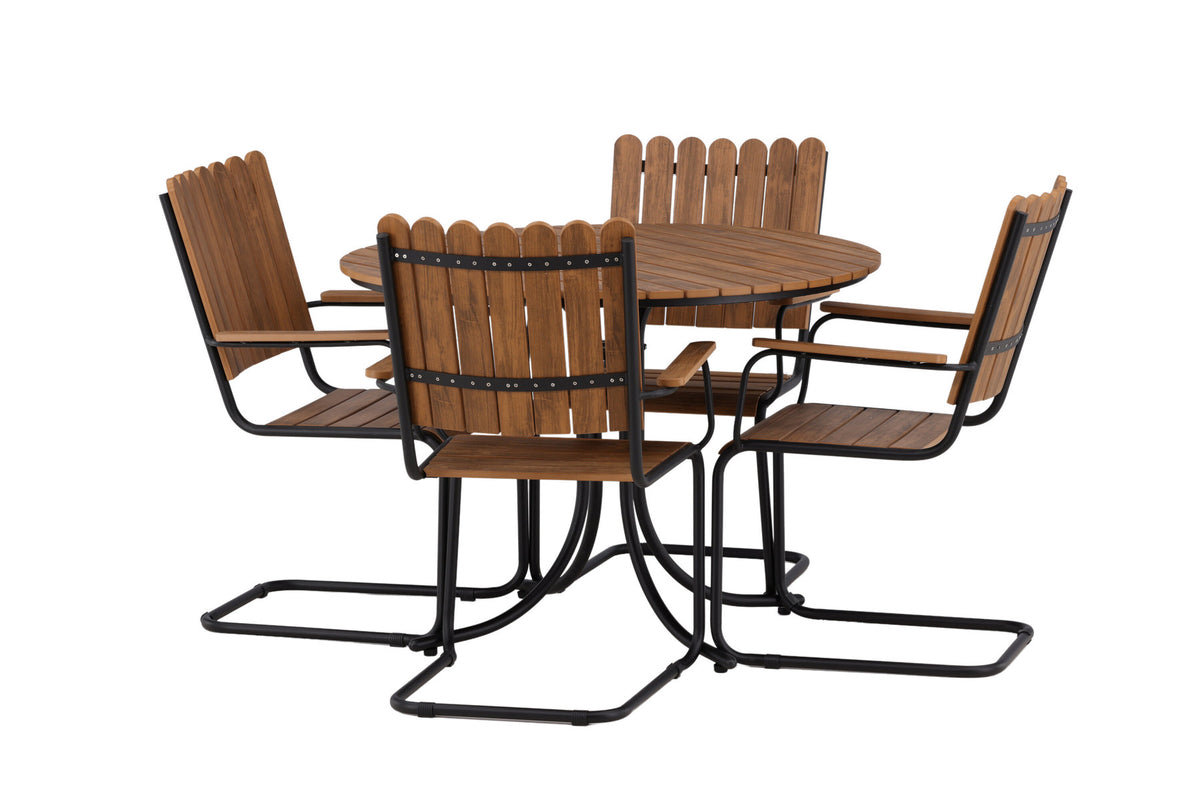Holmsund Outdoor-Tischset ⌀100cm/4St. in Natur präsentiert im Onlineshop von KAQTU Design AG. Gartentischset ist von Venture Home