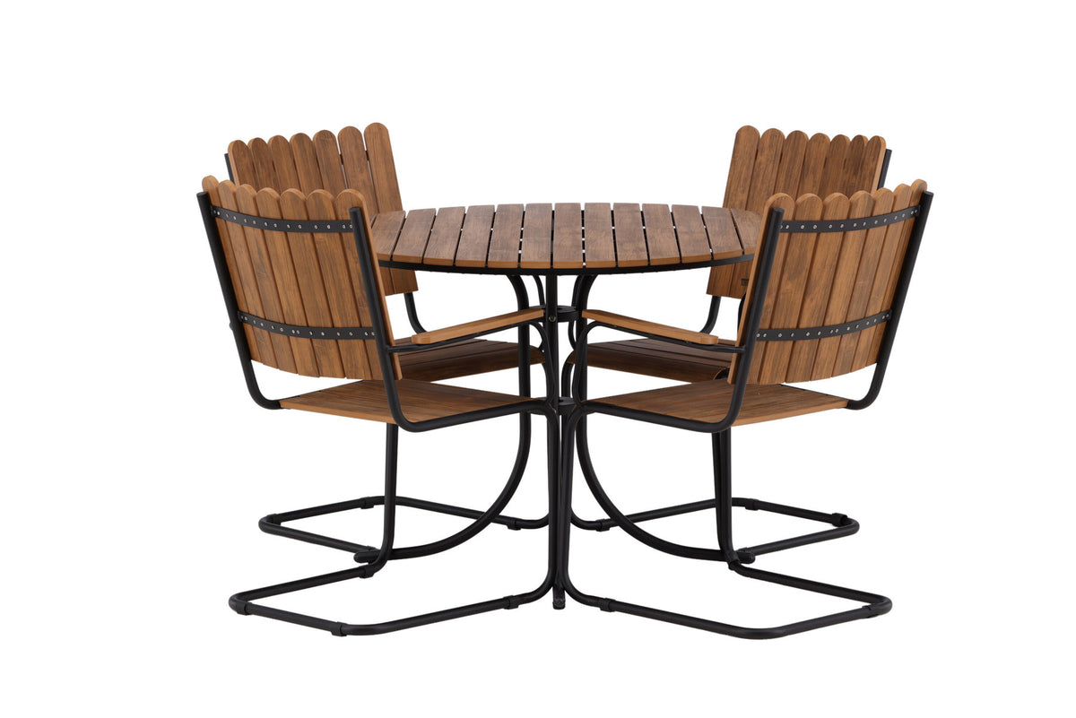 Holmsund Outdoor-Tischset ⌀100cm/4St. in Natur präsentiert im Onlineshop von KAQTU Design AG. Gartentischset ist von Venture Home