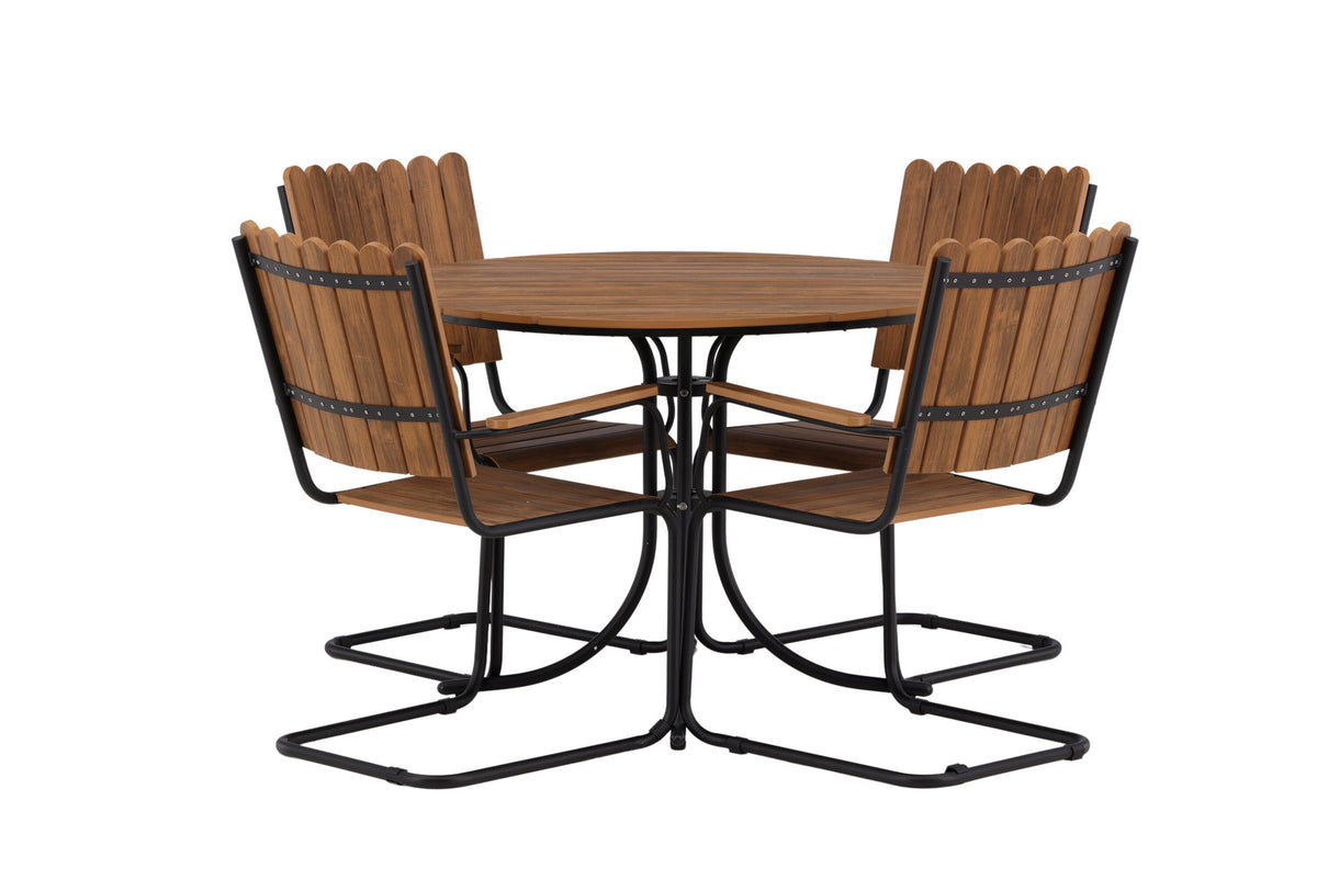 Holmsund Outdoor-Tischset ⌀100cm/4St. in Natur präsentiert im Onlineshop von KAQTU Design AG. Gartentischset ist von Venture Home